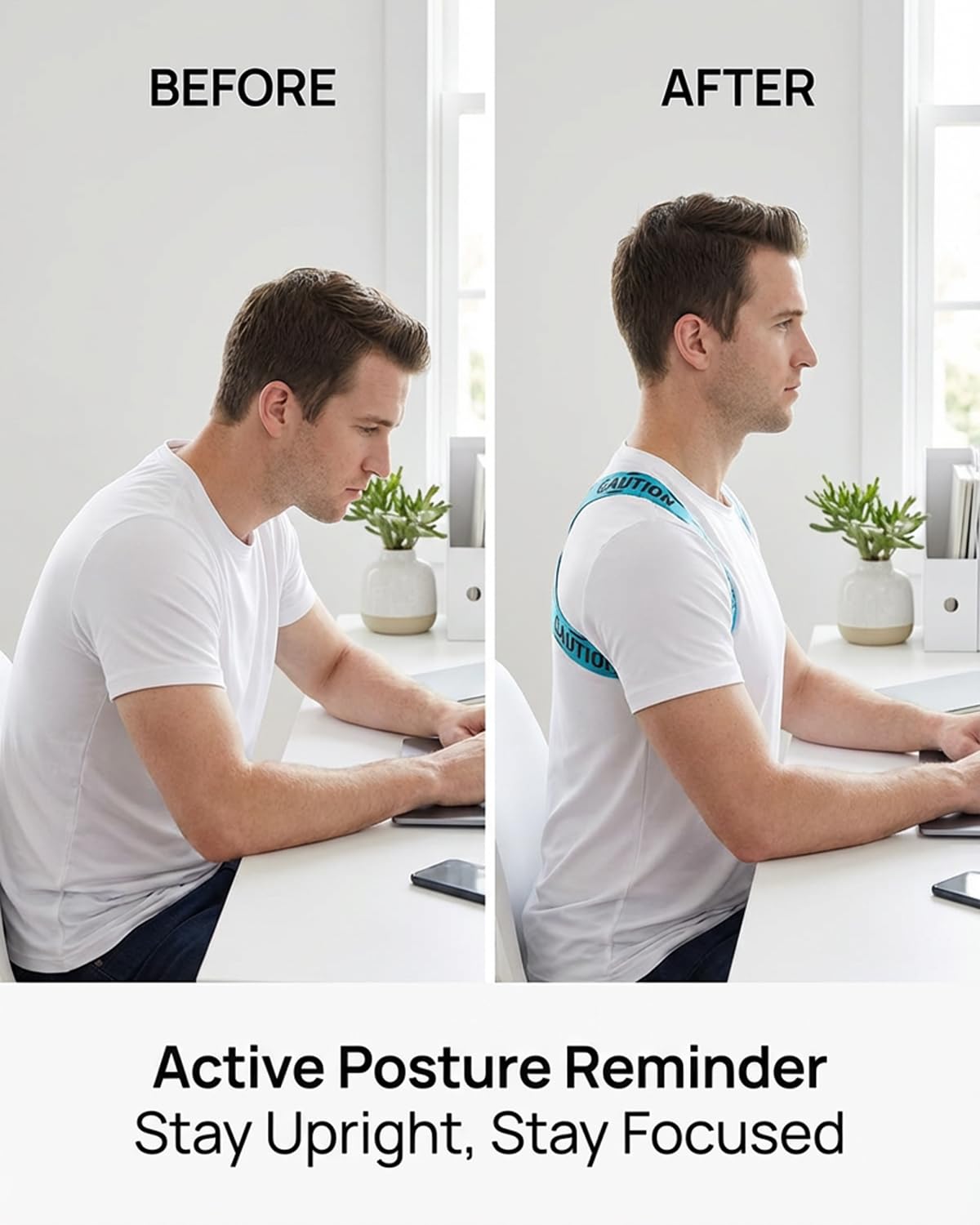 RNEMP® Innovative 1/8" Ultra-Slim Back Posture Corrector For Men In 9 Vibrant Colors,High-Airflow Breathable Fabric Upper Back Brace Posture Corrector Brace For Gen Z Professionals(Black-Printed)