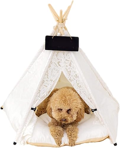 Miniatura 2 de WKshuFT Tipi para mascotas, cama grande con cojín grueso, 2327 pulgadas de alto, tienda de campaña portátil lavable para perros, cachorros, gatos y