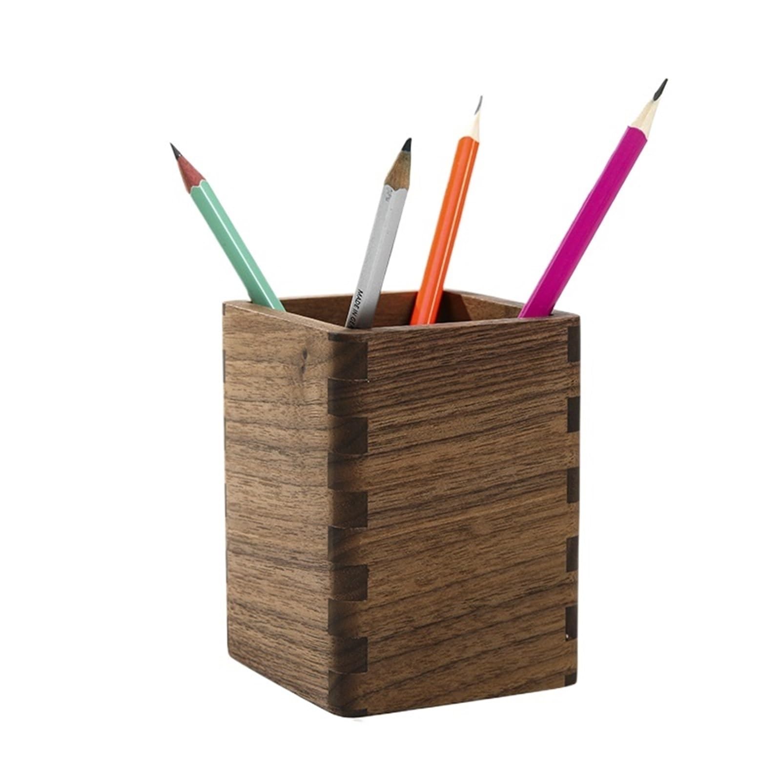 pot a crayon Pot à crayons créatif en bois massif, boîte de rangement bureau noyer noir, papeterie d'apprentissage simple(Style 4)