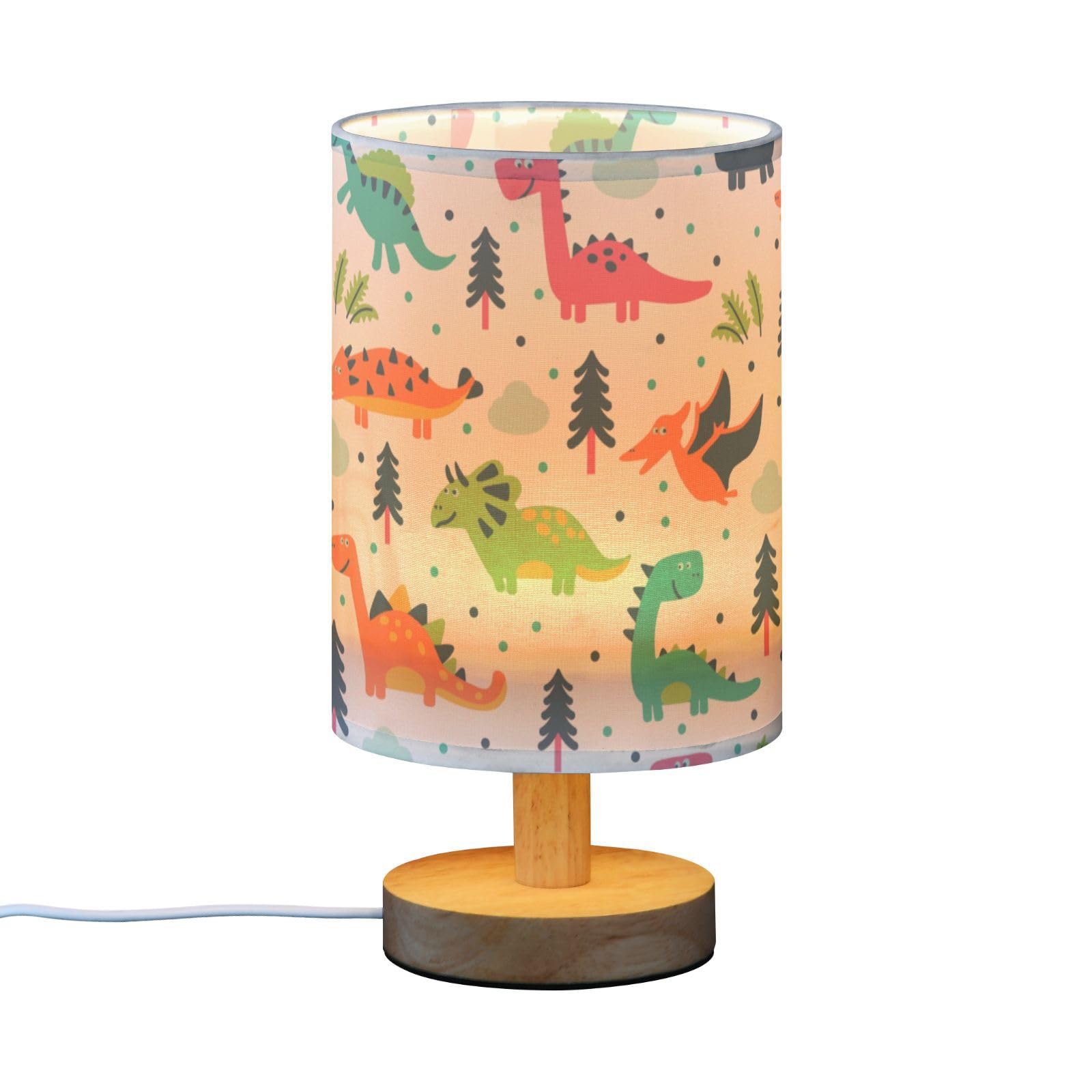 Linda lámpara de mesa de noche de dinosaurio de dibujos animados con puertos de carga USB, lámpara de mesita de noche para sala de estar, dormitorio, oficina, trabajo de lectura