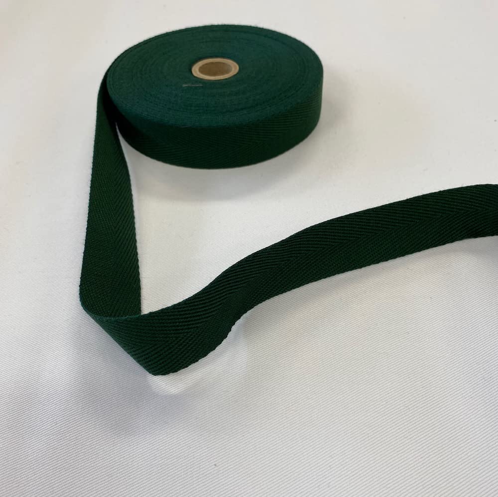 25mm Acrylic Herringbone Webbing Tape (Per Metre) (Bottle Green)