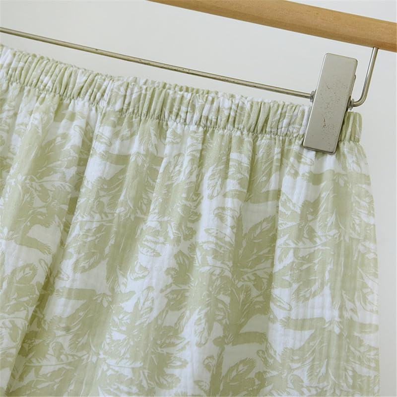 Shanghai Story Men's Notched Collar Short Sleeve Sleepwear Short Pants Pajamas Sets Lace PJS Green 6