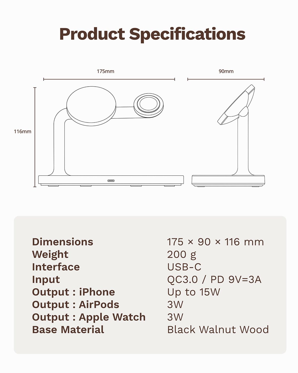 Caricabatterie wireless 3 in 1