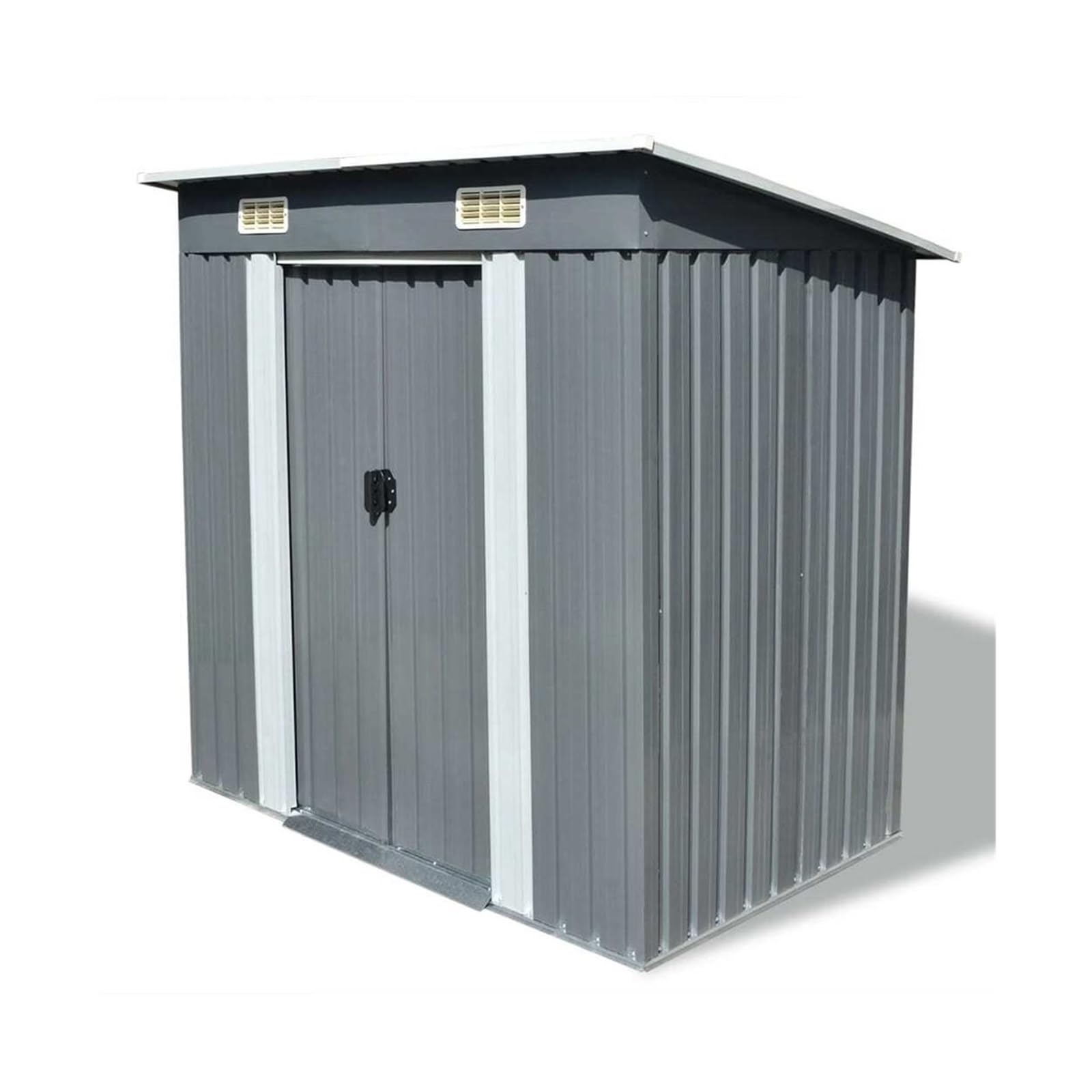 Outdoor Storage Shed سقيفة حديقة معدنية رمادية مقاس 74.8 × 48.8 × 71.3 بوصة سهلة التجميع لحدائق الفناء الخلفي الخارجية Garden Shed