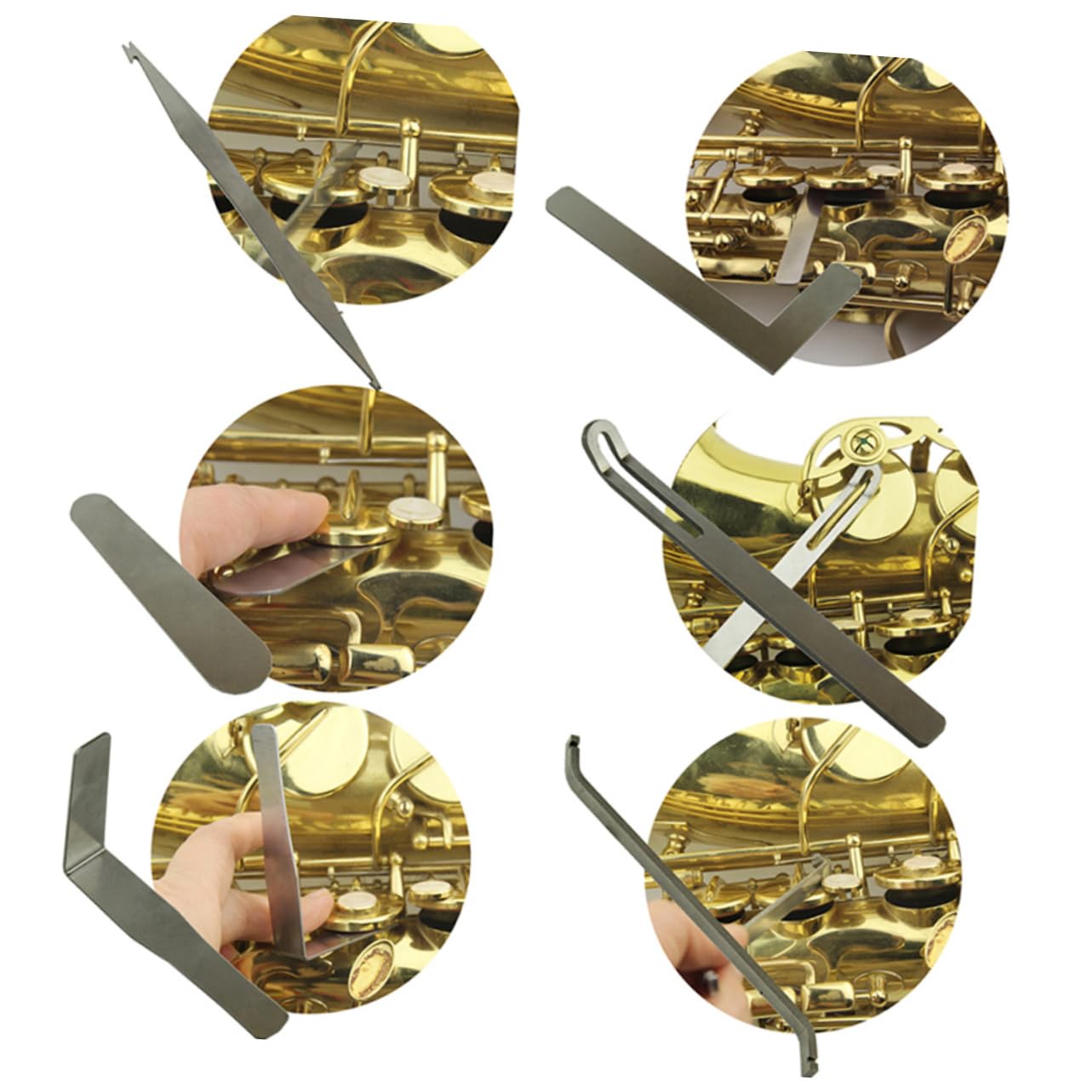 Kit di Riparazione per Sassofono e Clarinetto Argento | Strumento Portatile in Metallo, Manico Antiscivolo, Regolazione del Giunto e Finitura Resistente All'usura