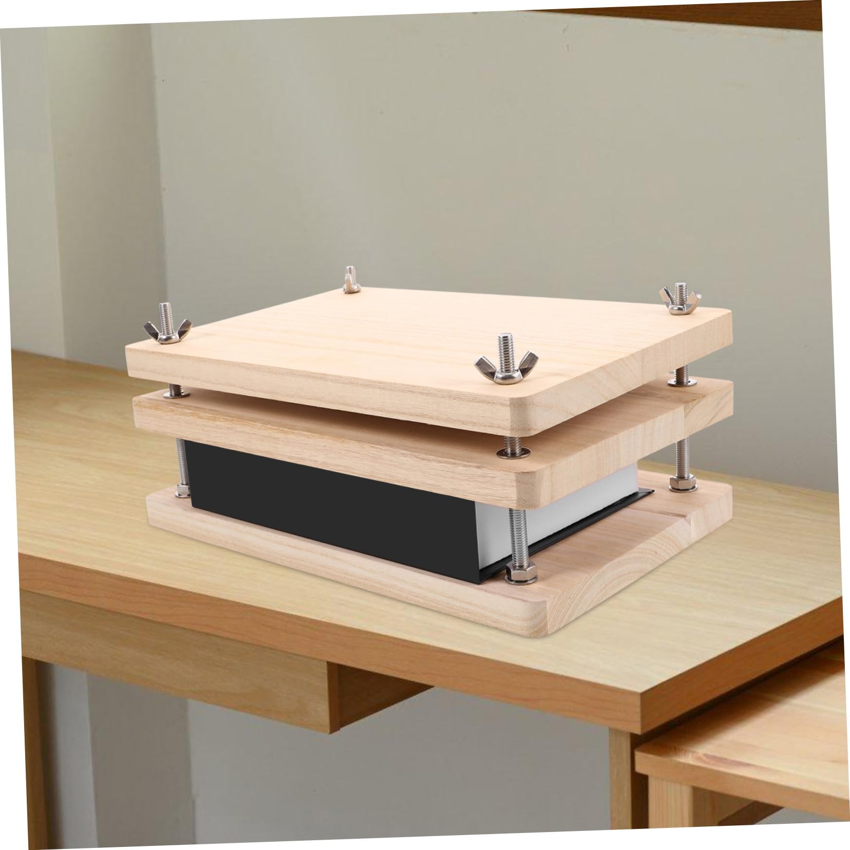 HOMSFOU Kit de Reliure en Bois et Métal, Outil de Reliure Portable, Presse à Livres pour Débutants, Restauration de Livres Anciens, 1 Set