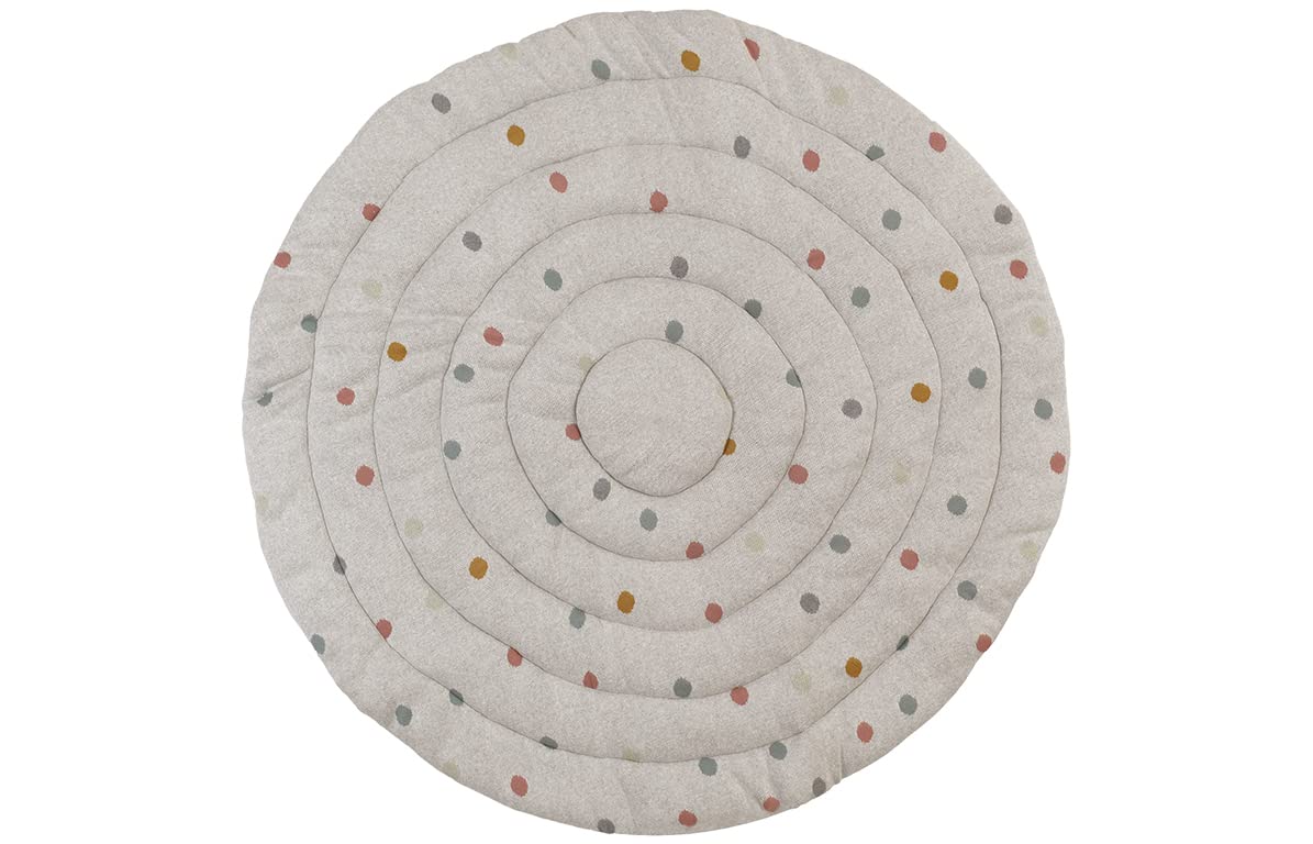 Kindsgut Krabbeldecke Baby rund 120 cm, Baumwolle, Punkte Grau | Gepolsterte Spieldecke 5 cm ab Geburt, OEKO-TEX, Krabbelmatte für Motorik und Bauchlage, waschbar, rollbar, Unisex