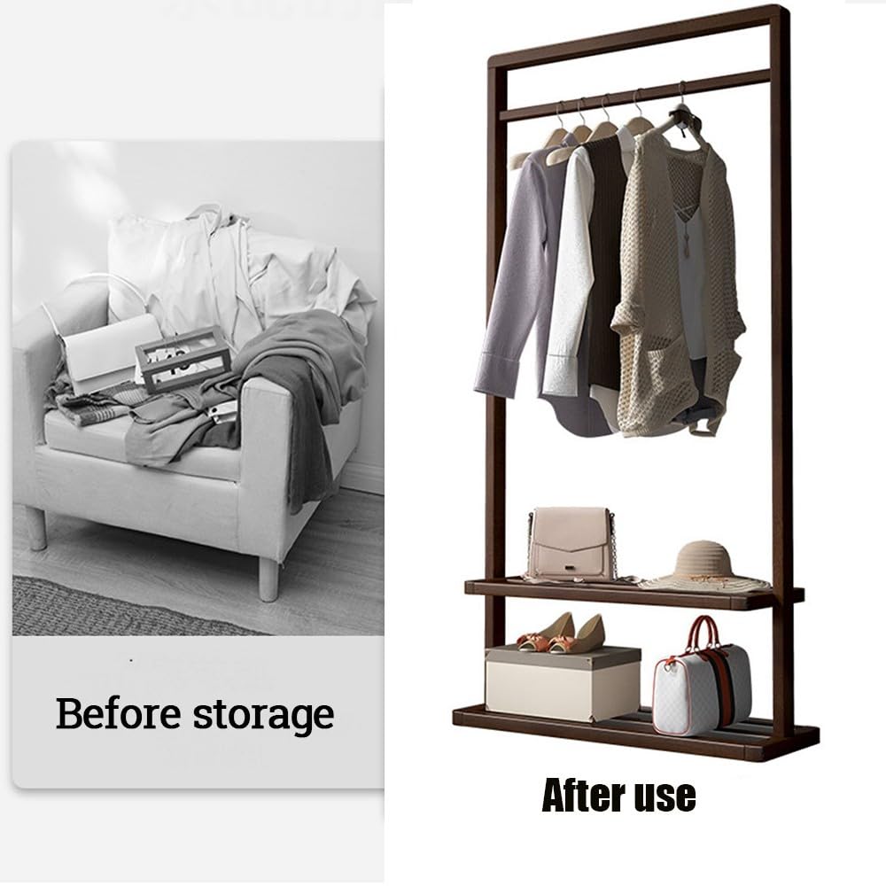 Appendiabiti Da Parete In Legno Massello In Tono Noce 61x5cm - KATE - Foto 5