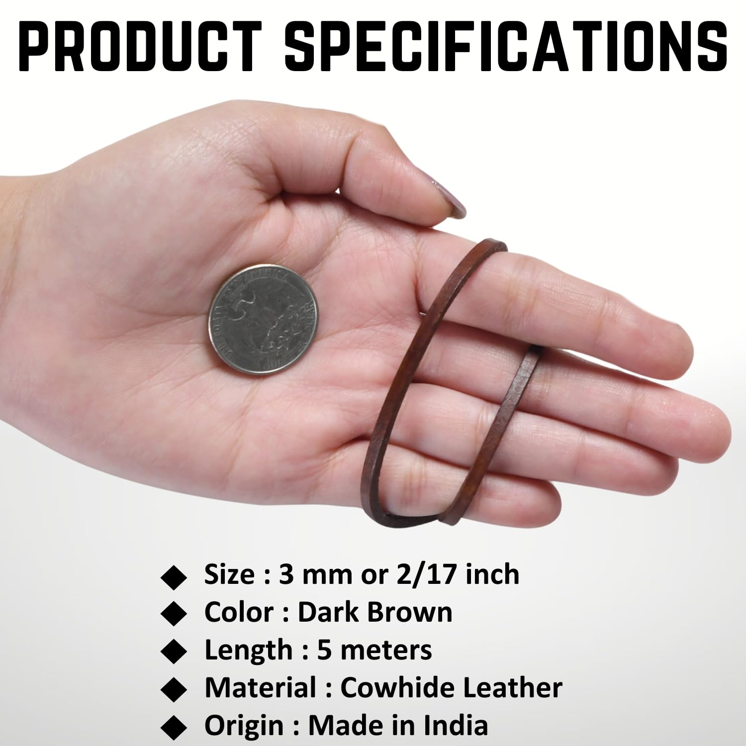 Cordón plano de cuero genuino de grano completo, tiras de cuero vacuno para hacer joyas, proyectos de manualidades, cinturones, llaveros (marrón oscuro envejecido, 3 mm)