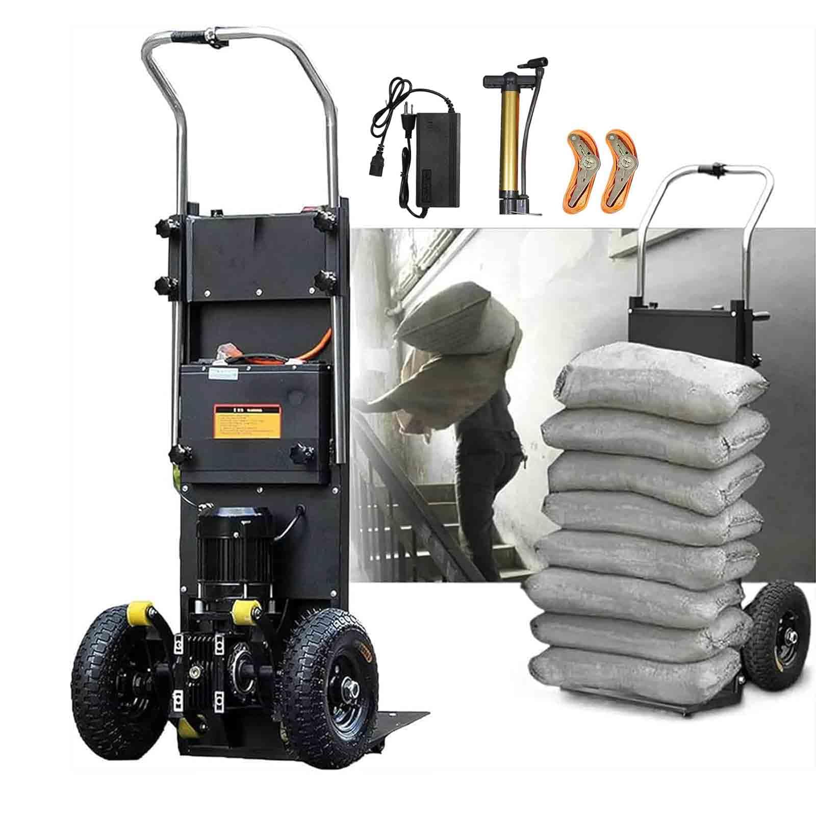 Carretilla Electrica Sube Escaleras, Afitdon - Carretilla eléctrica 1200 W, Batería extraíble, para escaleras y bajadas, con Cuerda de Seguridad y Bomba de Aire,001,1200w