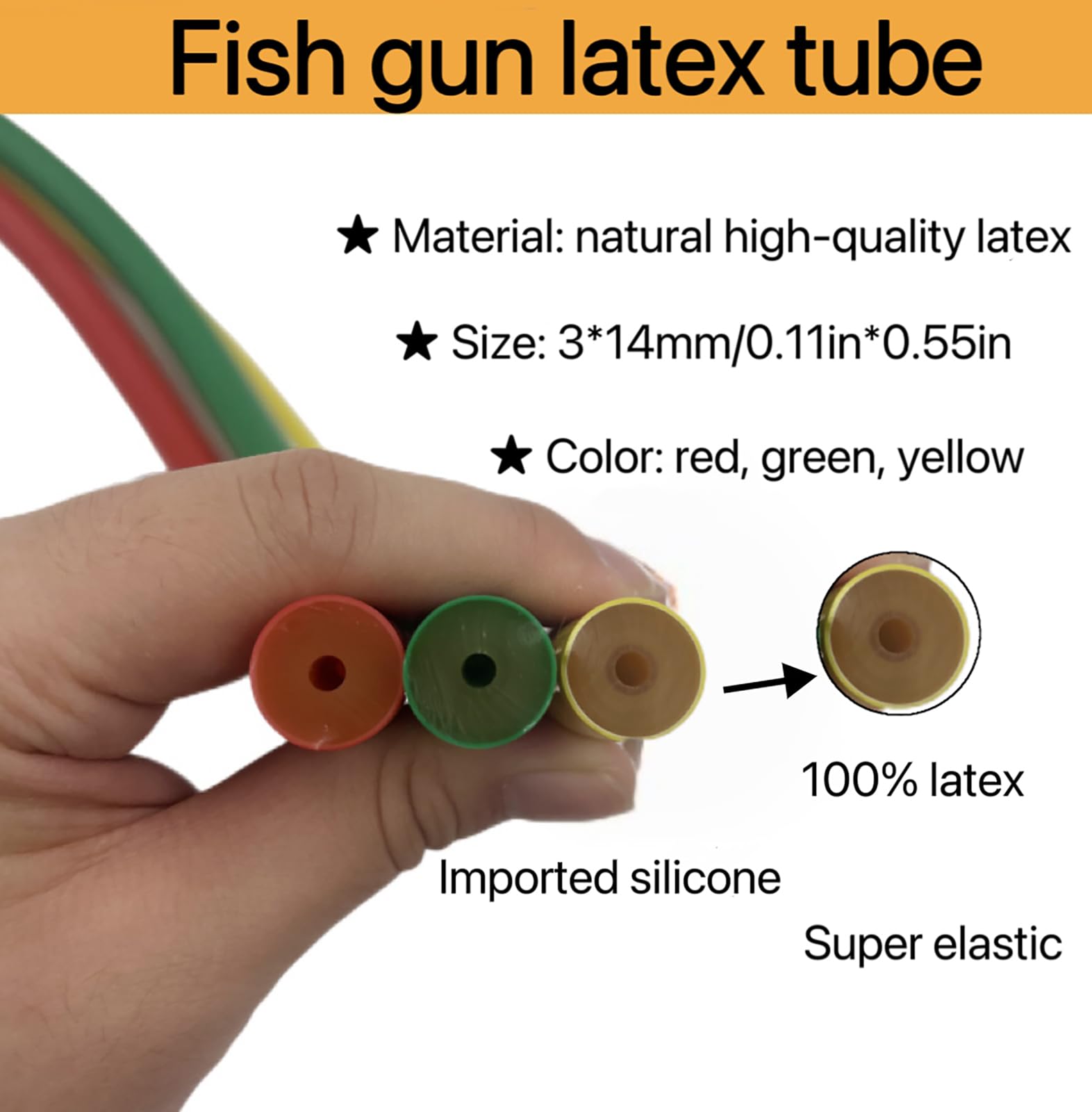 3 Metri Immersione Caccia Pesce Pesca Tubo in Gomma Lunga Pistola Elastica Lattice Tubo 3x14 3x16 3x18 mm Caccia Forchetta da Pesce Gomma Naturale