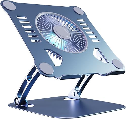 SHUWEI Soporte de refrigeración para laptop con ventilador de 3 velocidades, soporte de computadora portátil de altura ajustable para escritorio,