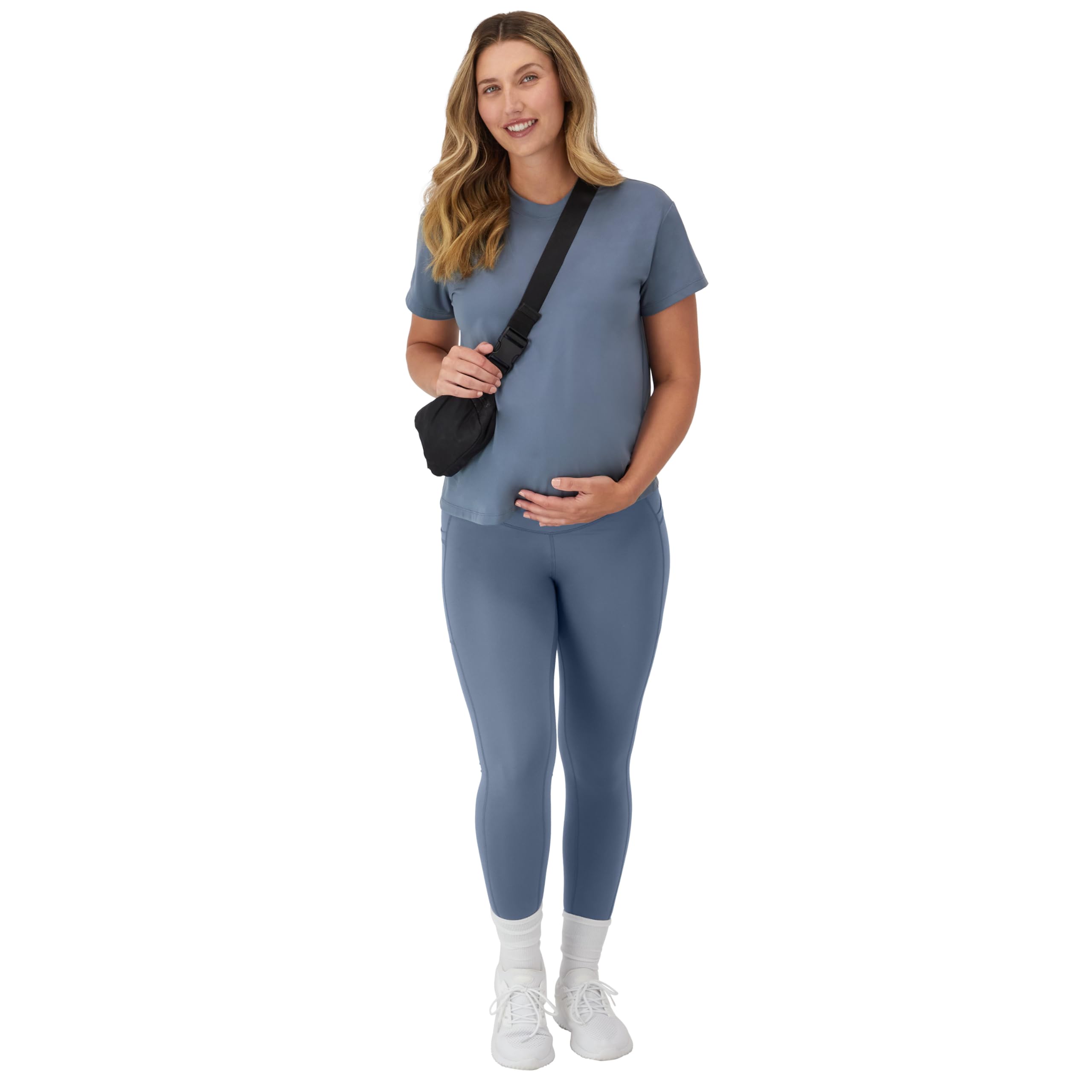 Hanes Damen T-Shirt Stretch & Recover Kurzarm Schwangerschafts-Top Feuchtigkeitstransport Umstandsshirt