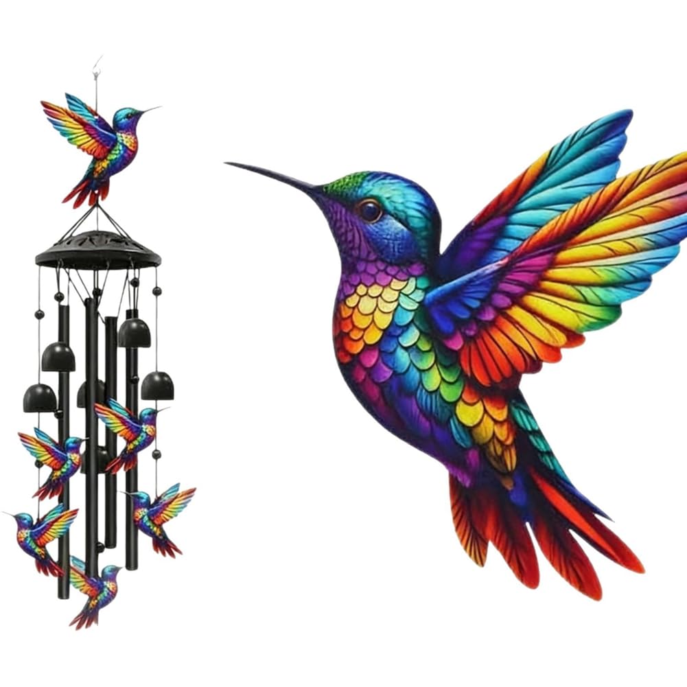 CTRLZS Garden Courtyard Decoration Hummingbird Wind Chime Outdoor Metal Bell, Commemorative Gift