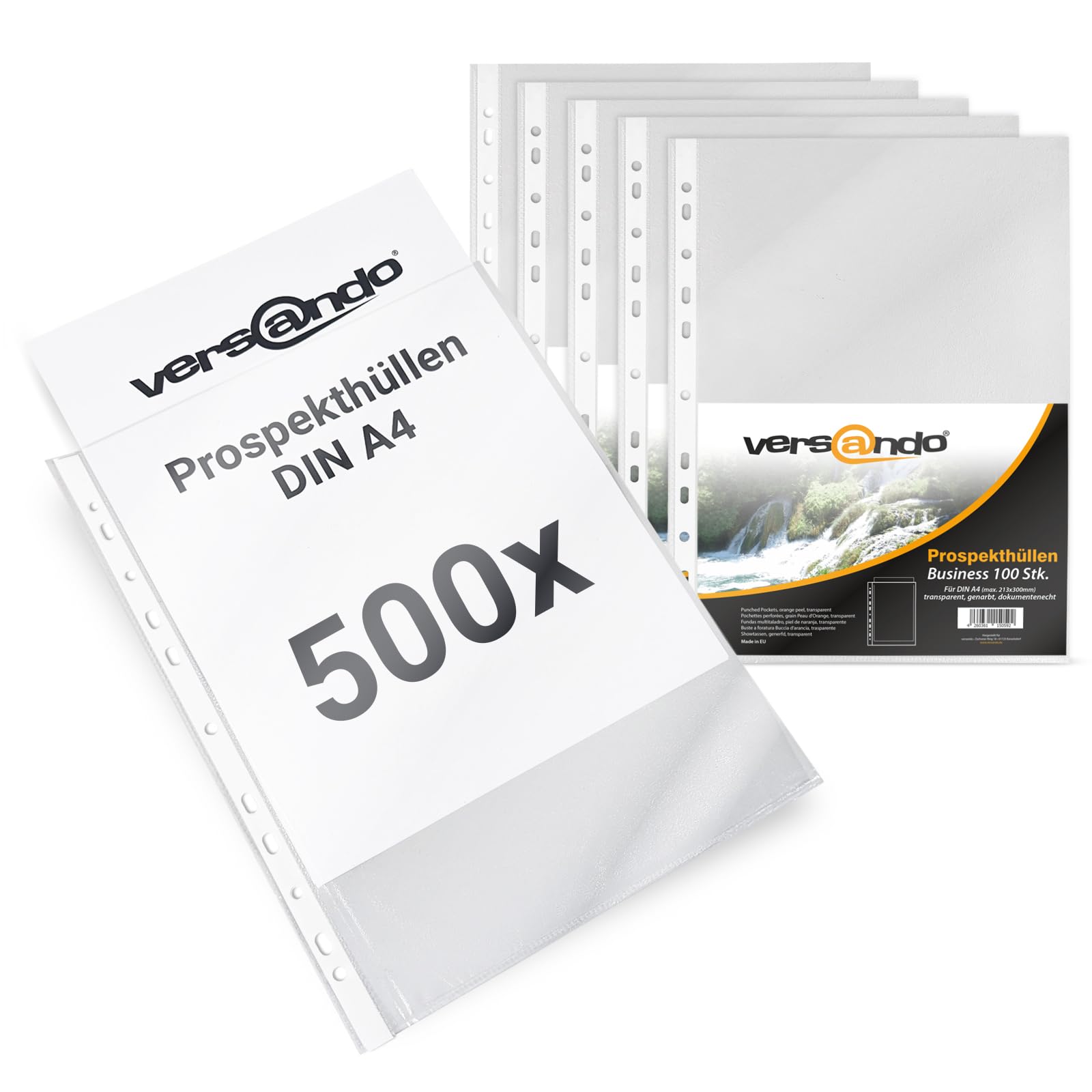 versando lot de 500 pochettes A4 Business avec bord de reliure