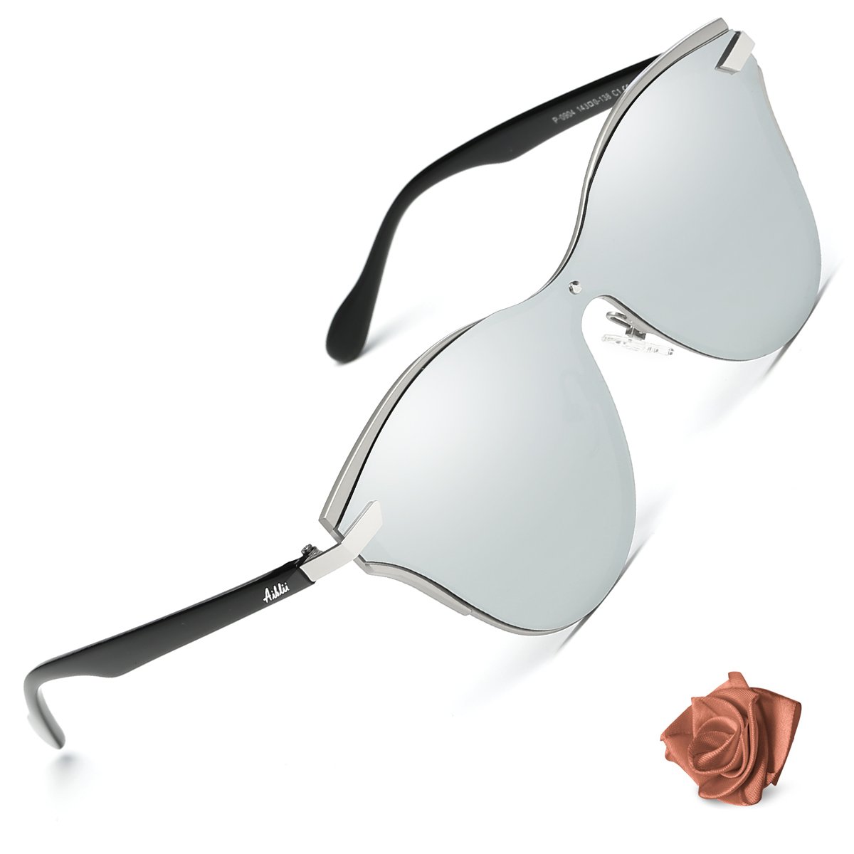 Men's Cat Eye Sunglasses Polarized UV 400 Lens Protection Silver 48MM