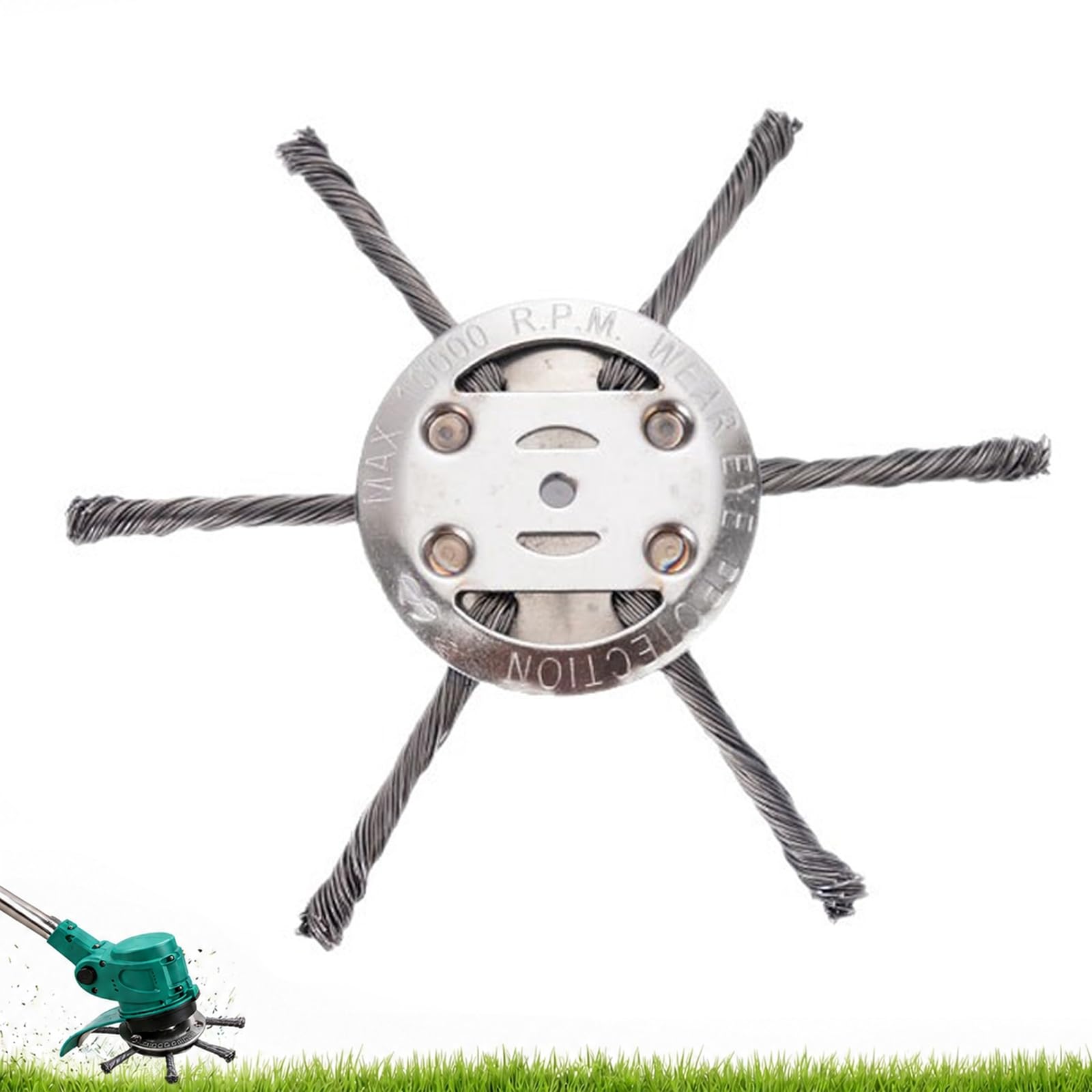 Vultriox para Desbrozadora Cabezal de Alambre de Acero 150 mm, Cepillo Quitahierbas para Desbrozadora y Cortabordes, Césped, Musgo, Maleza, Bordes y Juntas (1, 6 Brazos)