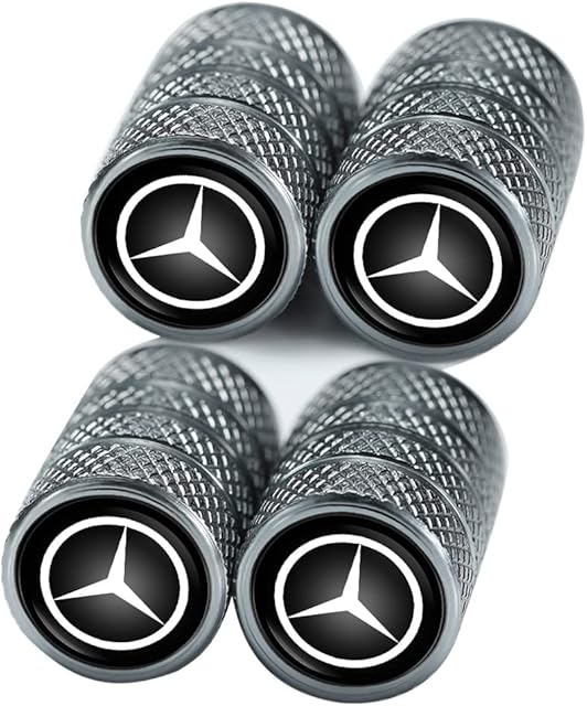4Pcs Car tire Valve Caps Dust Cover for Mercedes-Benz CESM CLK GLK GL AB AMG GLS GLE AMG Series, Alloy Leak-Proof Car Tire Air Caps Anti-Corrosion Dust Caps for Mercedes Tires,Easy-Grip Black