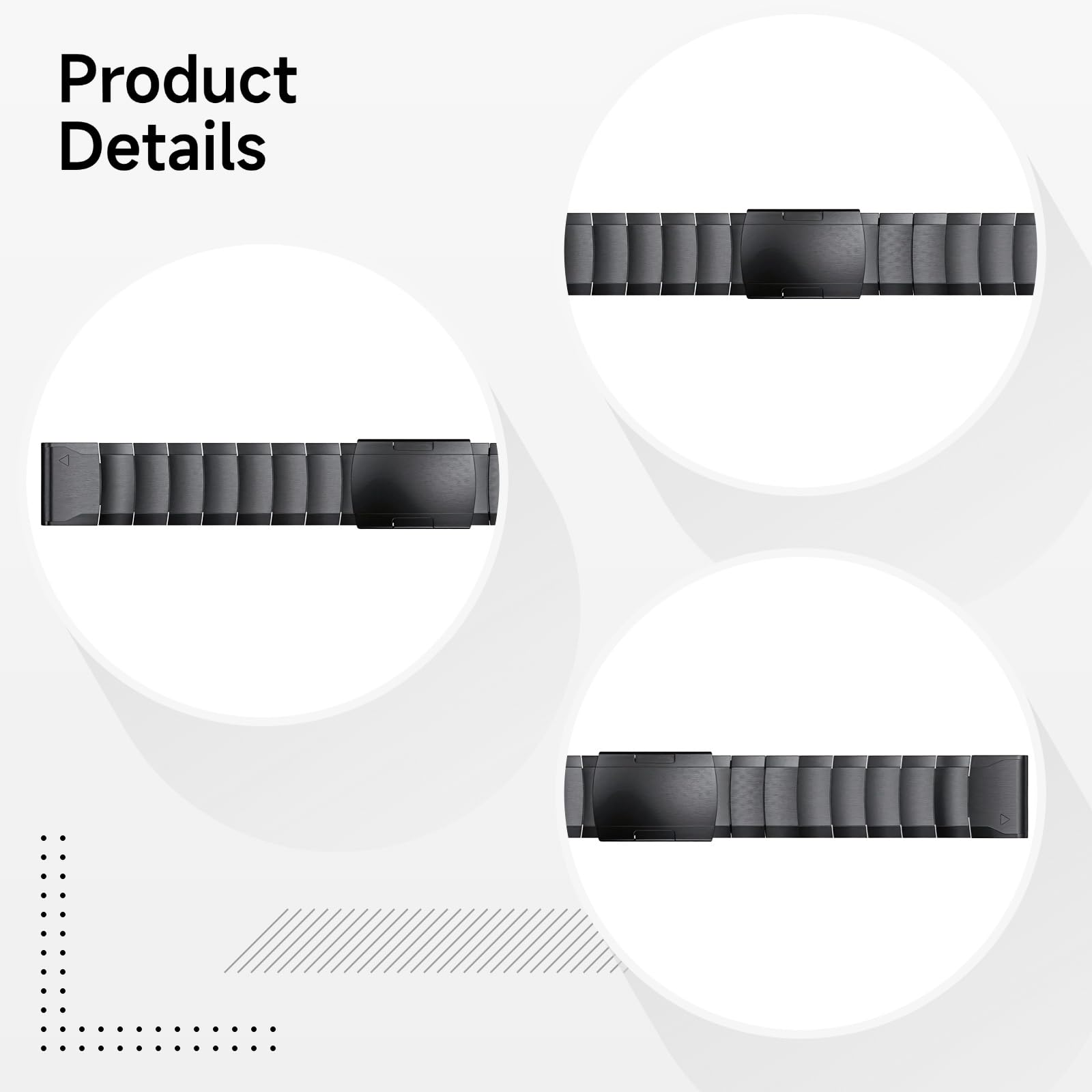 Metalowy pasek do zegarka Garmin Fenix 5X 6X 7X, kompatybilny z serią Garmin Fenix, regulowana konstrukcja ogniw, szczotkowane matowe wykończenie, lekki do noszenia na co dzień, 1.02 in / 26 mm