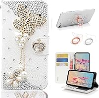 Vista 9 de STENES Bling - Funda tipo cartera compatible con iPod Touch 5 y iPod Touch 6, elegante, diseño de flores hechas a mano en 3D con soporte