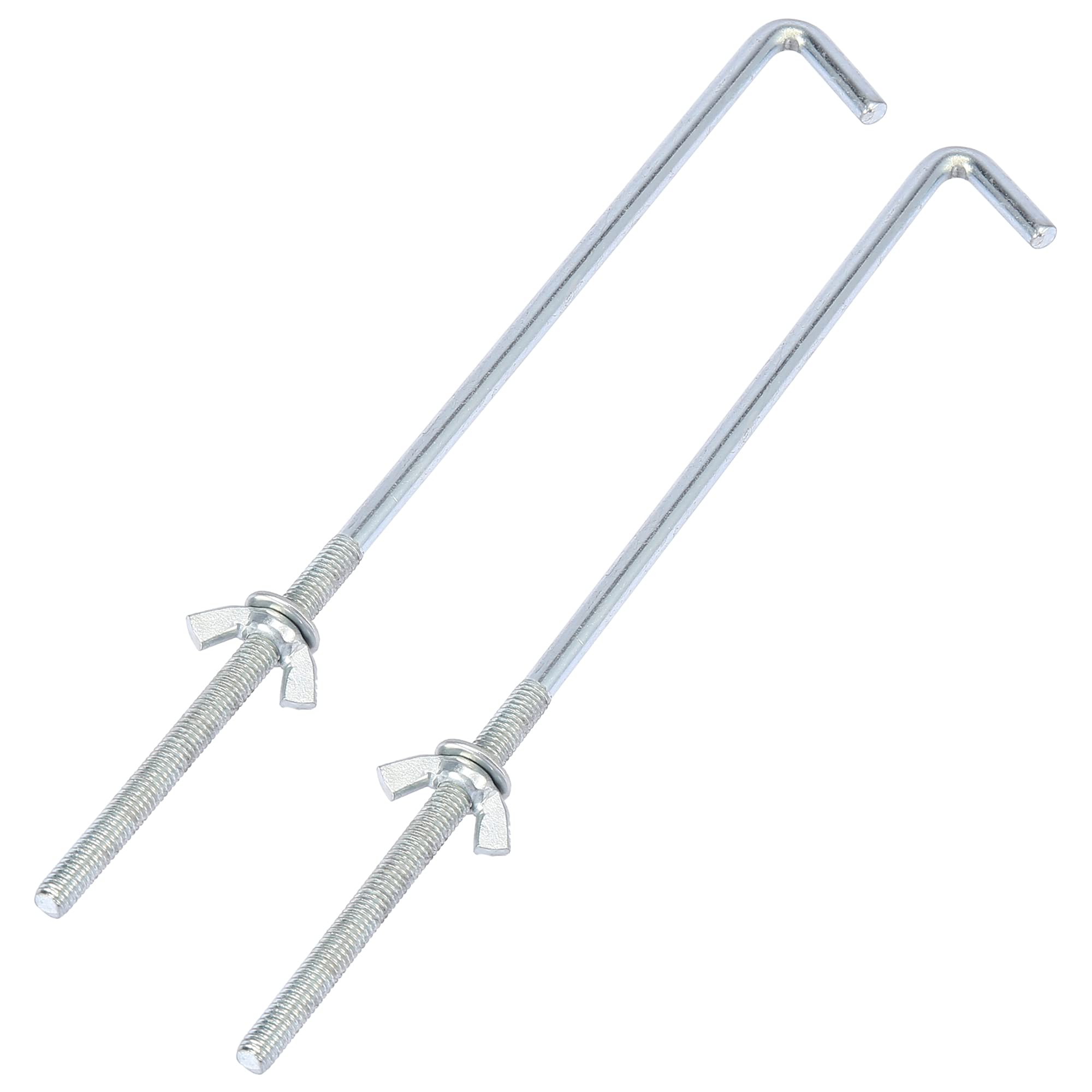 X AUTOHAUX Pair 21cm x 0.6cm Car Battery Hook Clamp Bolt Silver Tone