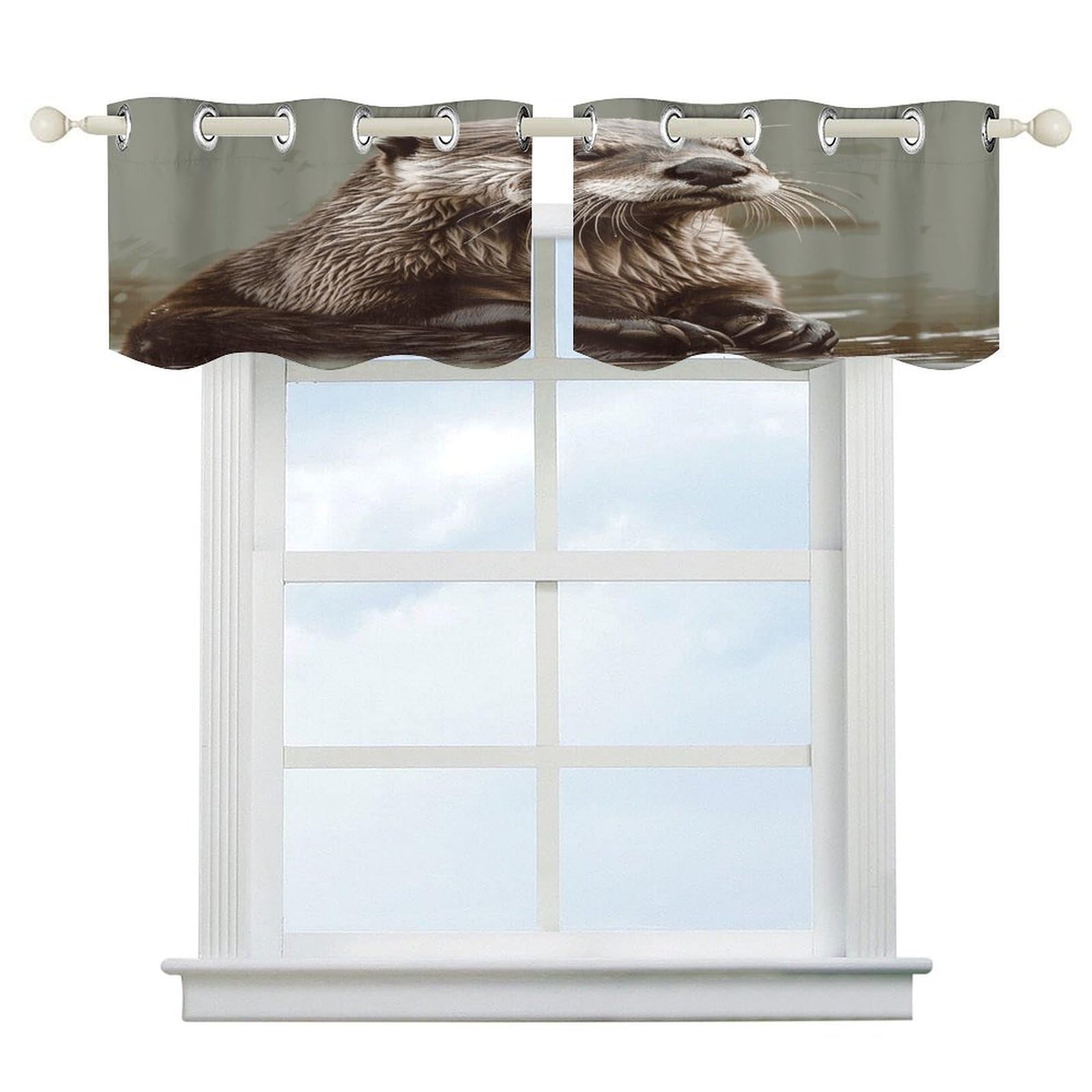 Fekiloot Style Otter Animal Short Curtains Valance Curtain