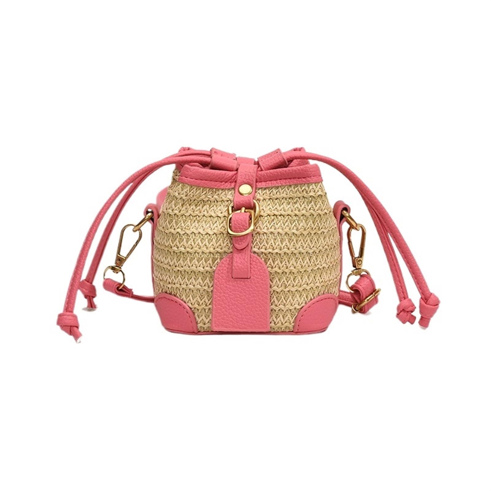 EBZFASO Straw Mini Bucket Bag