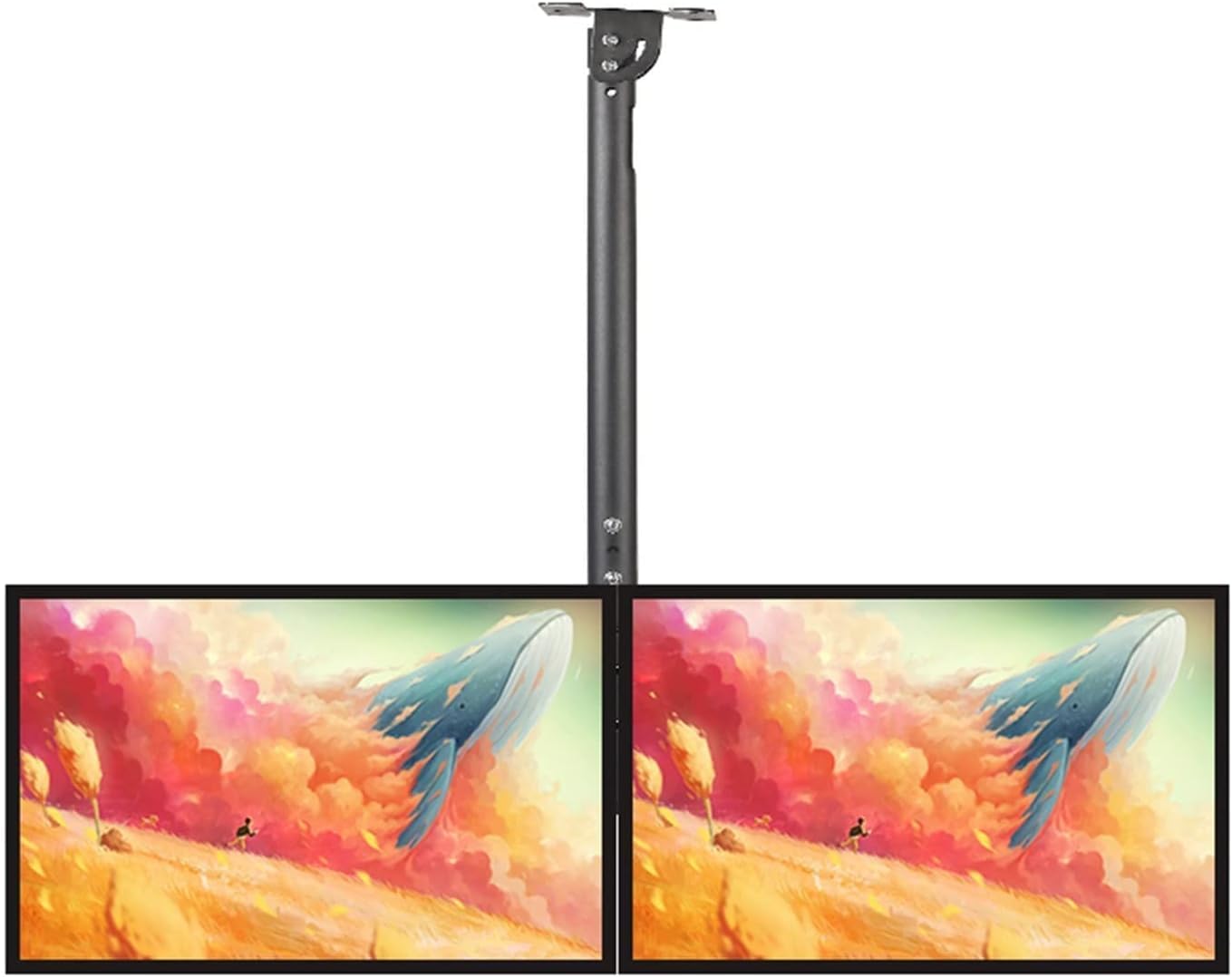 Support plafond pour téléviseur 32 à 42 pouces inclinable anti reflet double TV
