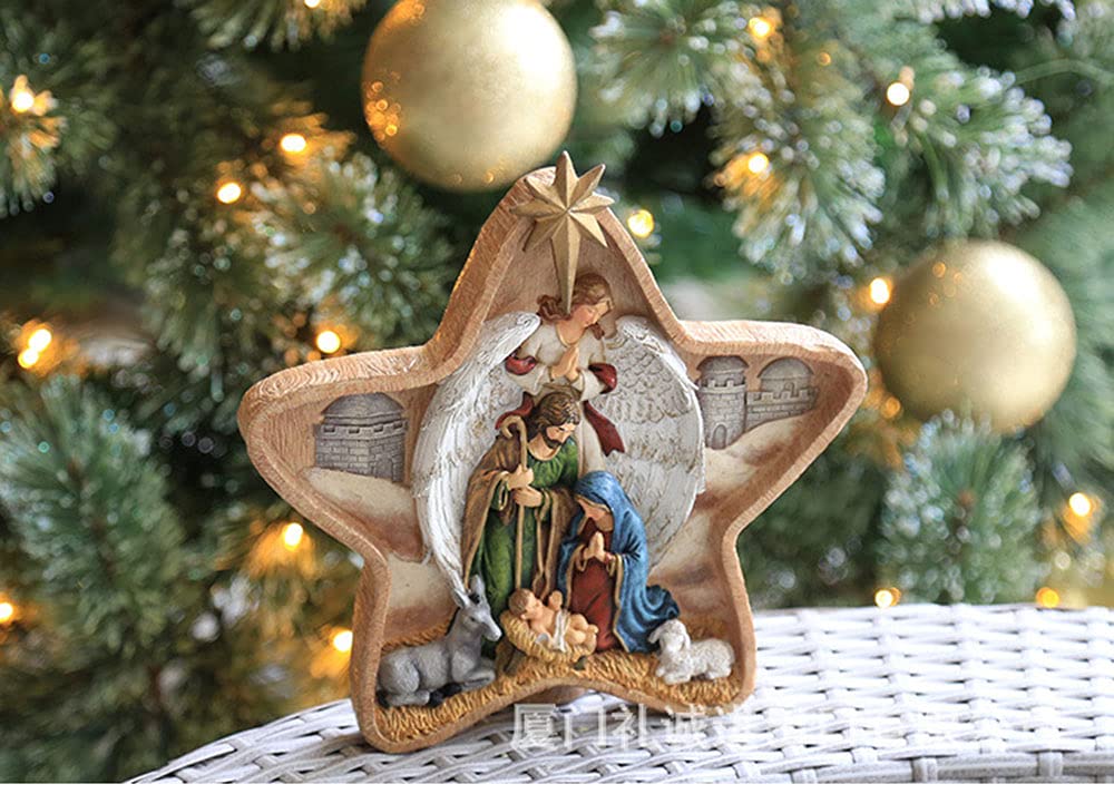 Krippenfiguren Set Jesus Bild Weihnachtsdeko Harz Krippen Figuren Weihnachtskrippe Zubehor Weihnachtstag Dekoartikel Tischkrippen Weihnachtsschmuck Weihnachtshaus Deko, B