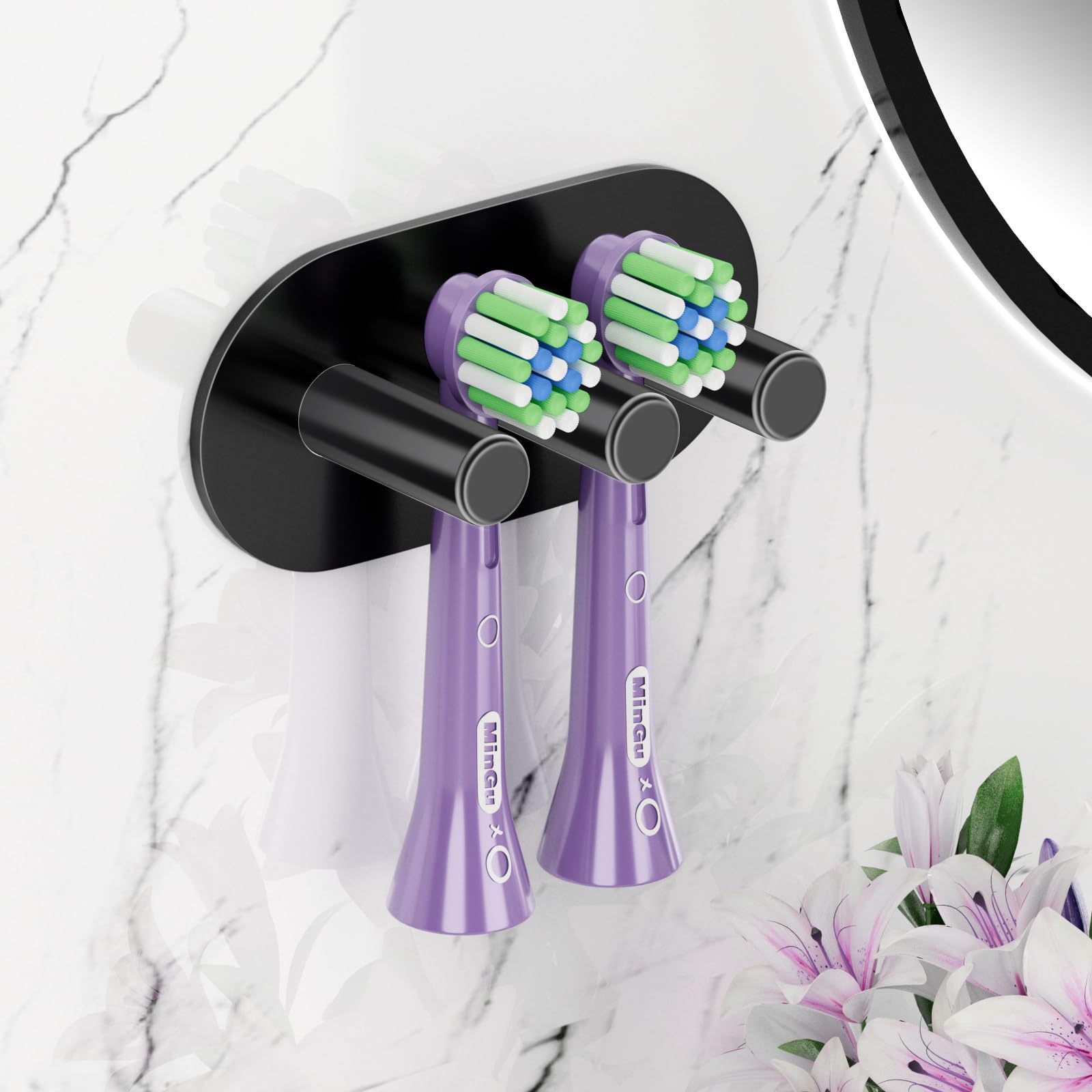 YAYINLI Electric Toothbrush Holder Wall Mounted - Toothbrush Head Holders for Bathroom, Self Adhesive Non Screw Tooth Brush Holder, Anti-Rust Metal SUS304 Stainless Steel Toothbrush Organiser, Black