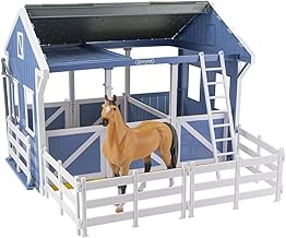 Breyer Horses Freedom Series Deluxe Country Stable & Wash Stall with Freedom Series Horse | 6 Piece Barn Playset Toy | 1:12 Scale Figurine | Model #61149 , Blue