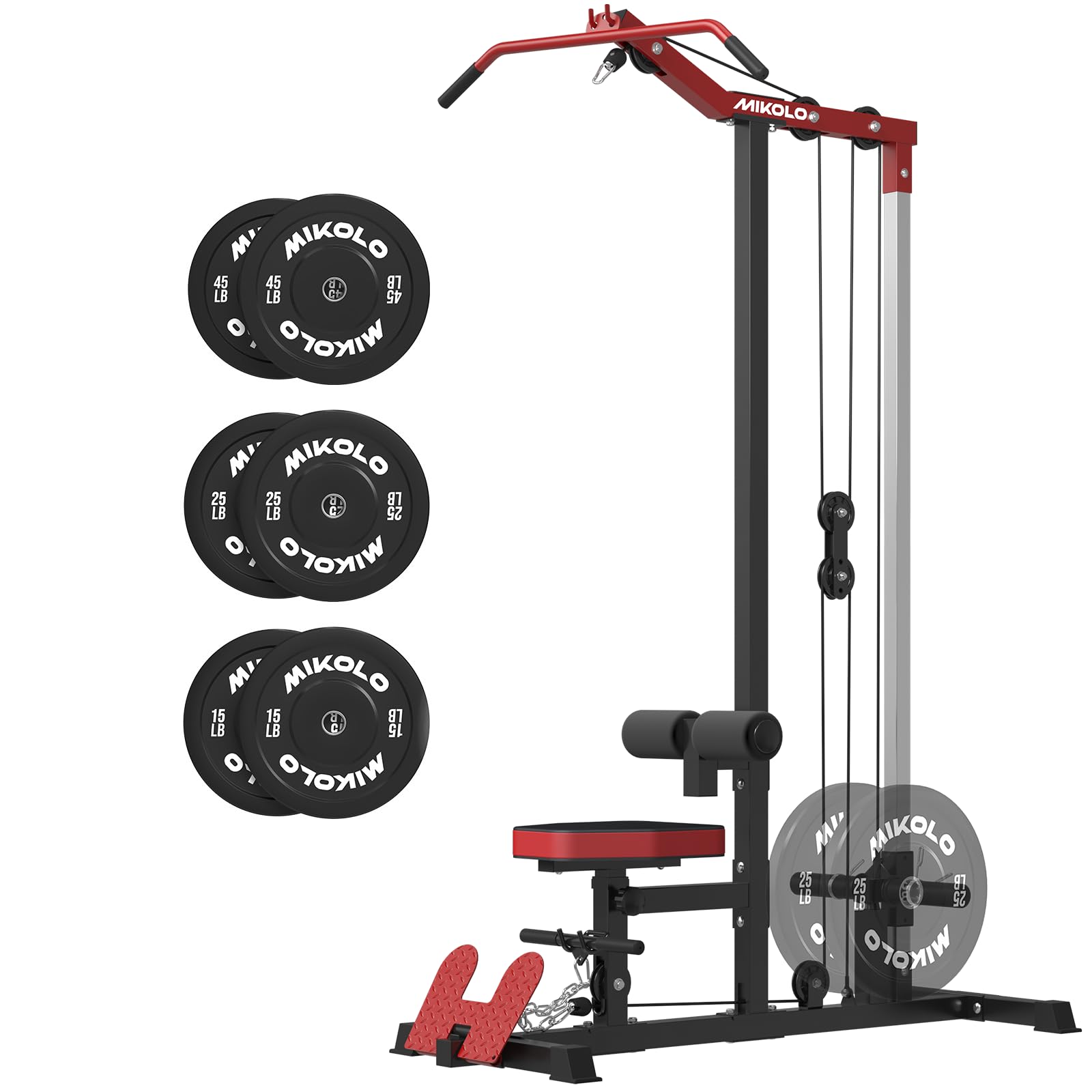 Mikolo LAT Pulldown Machine, LAT Row Cable Machine with Leg Hold Down Attachment, LAT Tower with Cable Row Attachment, Cable Machine Home Gym