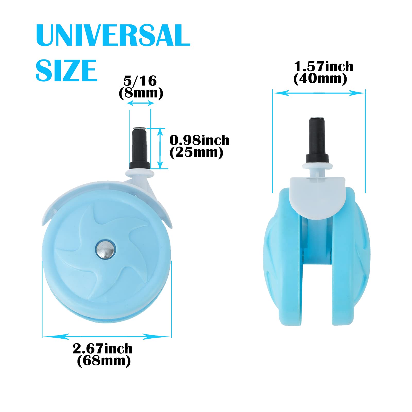 BAYWYI Ruedas para andador de bebé, accesorios para andador de bebé, ruedas de goma de plástico, ruedas universales (G-azul)