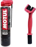 Lubrificante Corrente Moto Motul C2 +Plus Chain Lube Street Rua Motoboy Urbano - Spray 400 Ml + Escova de Limpeza