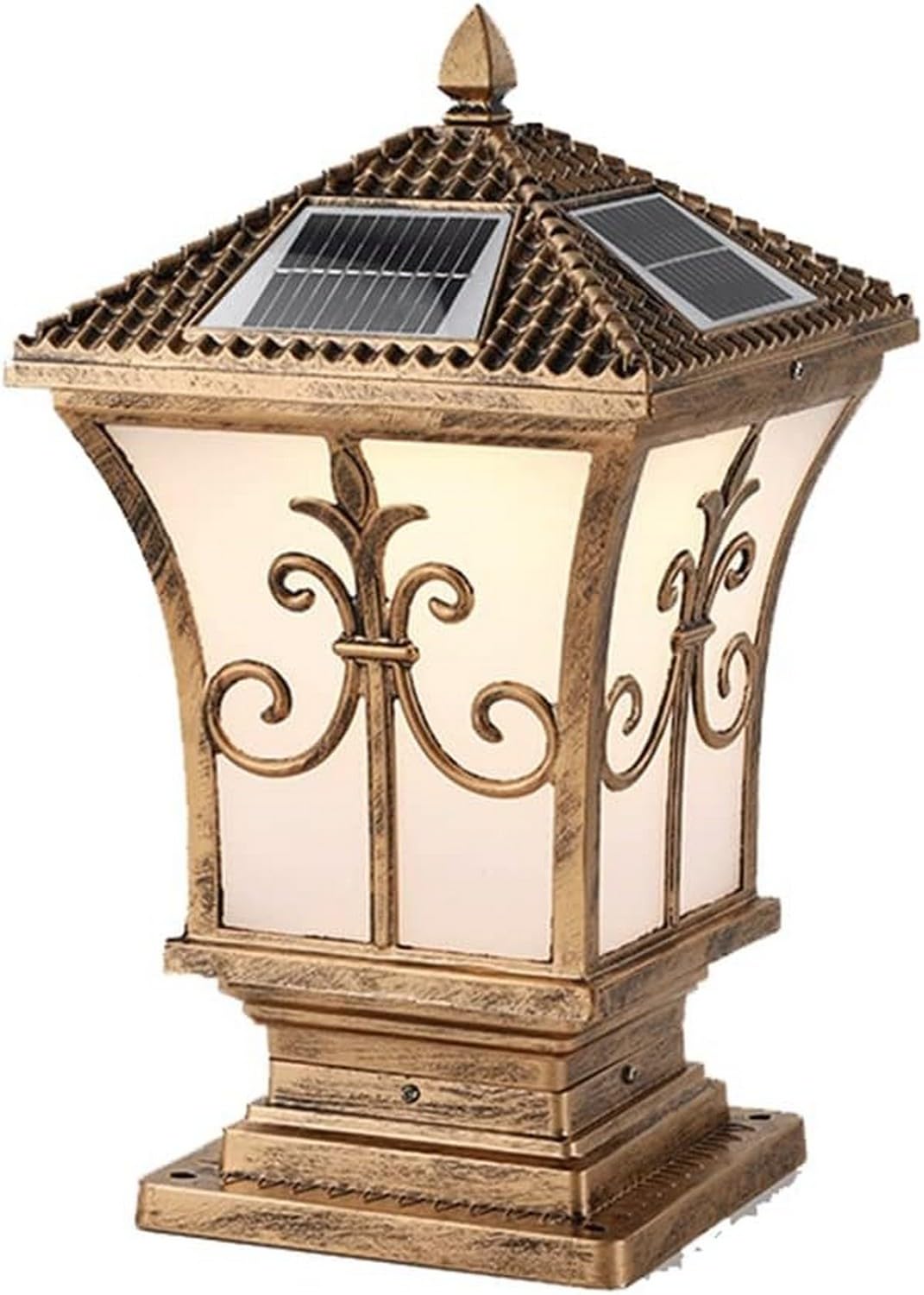 XANAYXWJ Lampione da Giardino Lampada a Colonna ad energia Solare Prato Rurale Industriale Piedistallo in Stile Europeo Impermeabile per palo da Giardino Lampada da Arredamento Stradale, Nero