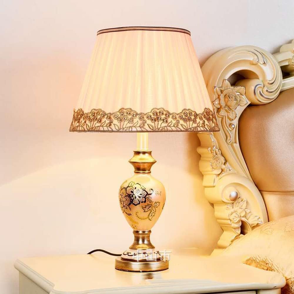 Abat-jour en tissu brodé classique pour lampe de table en cristal