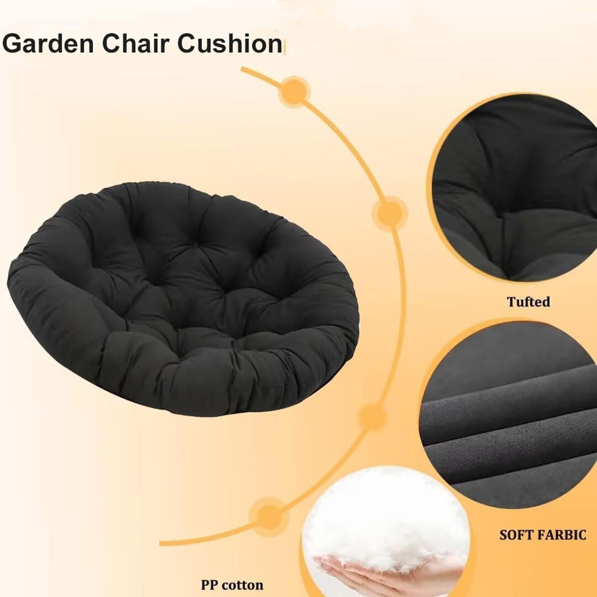 Generisch Rundes Hängesessel Kissen, Rattanstühle Sitzkissen, Outdoor Schaukel Stuhlkissen, Garten Hängendes Korb Stuhl Pad Eierstuhlkissen Polster (Stühle Nicht Enthalten)(Beige,110X110CM)