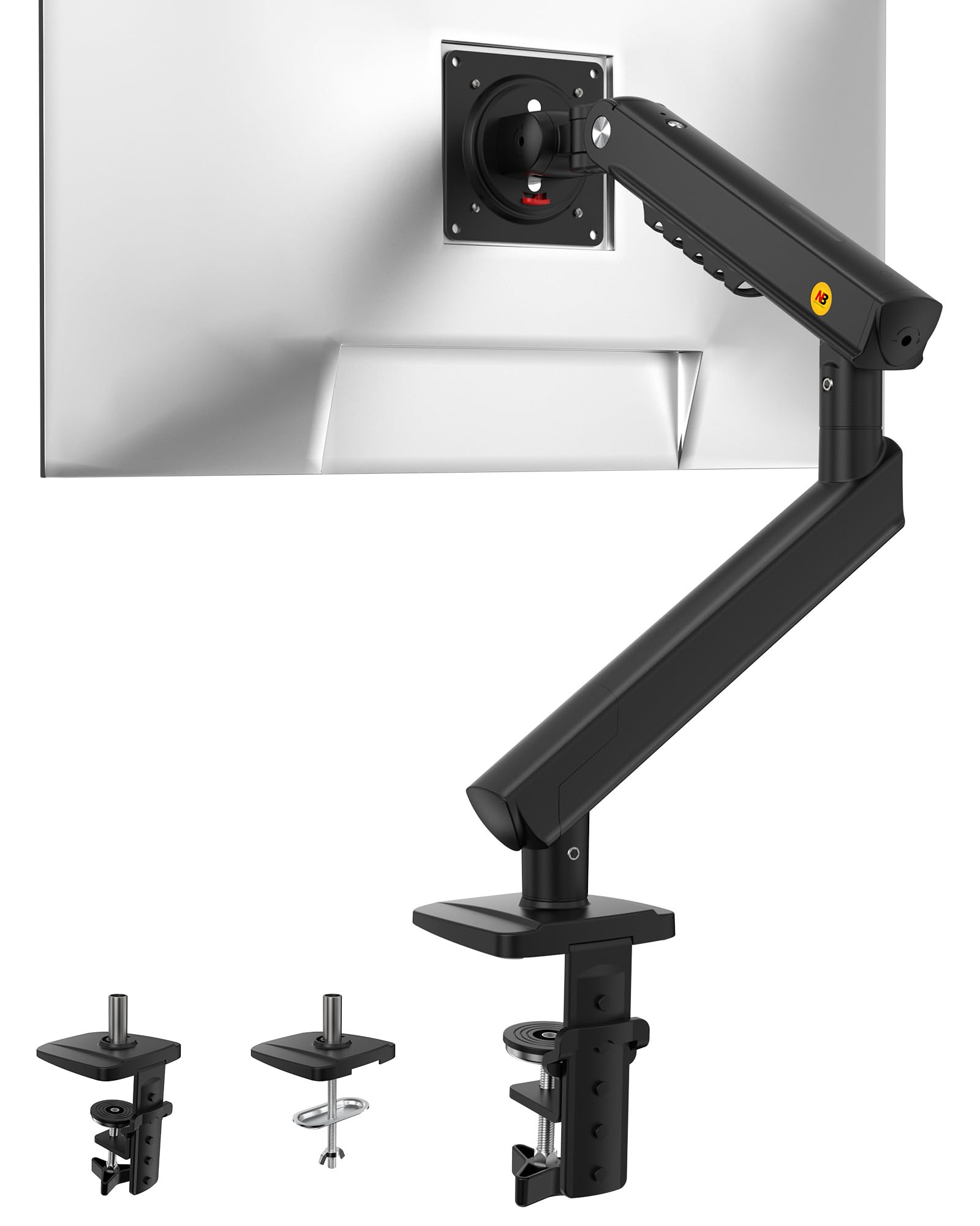 NB Ergonomic Brazo de Monitor para monitores de 17 a 32 Pulgadas, Carga de Montaje de Resorte mecánico de hasta 9 kg, VESA 75/100 mm, Montaje para Monitor A5 (Negro)