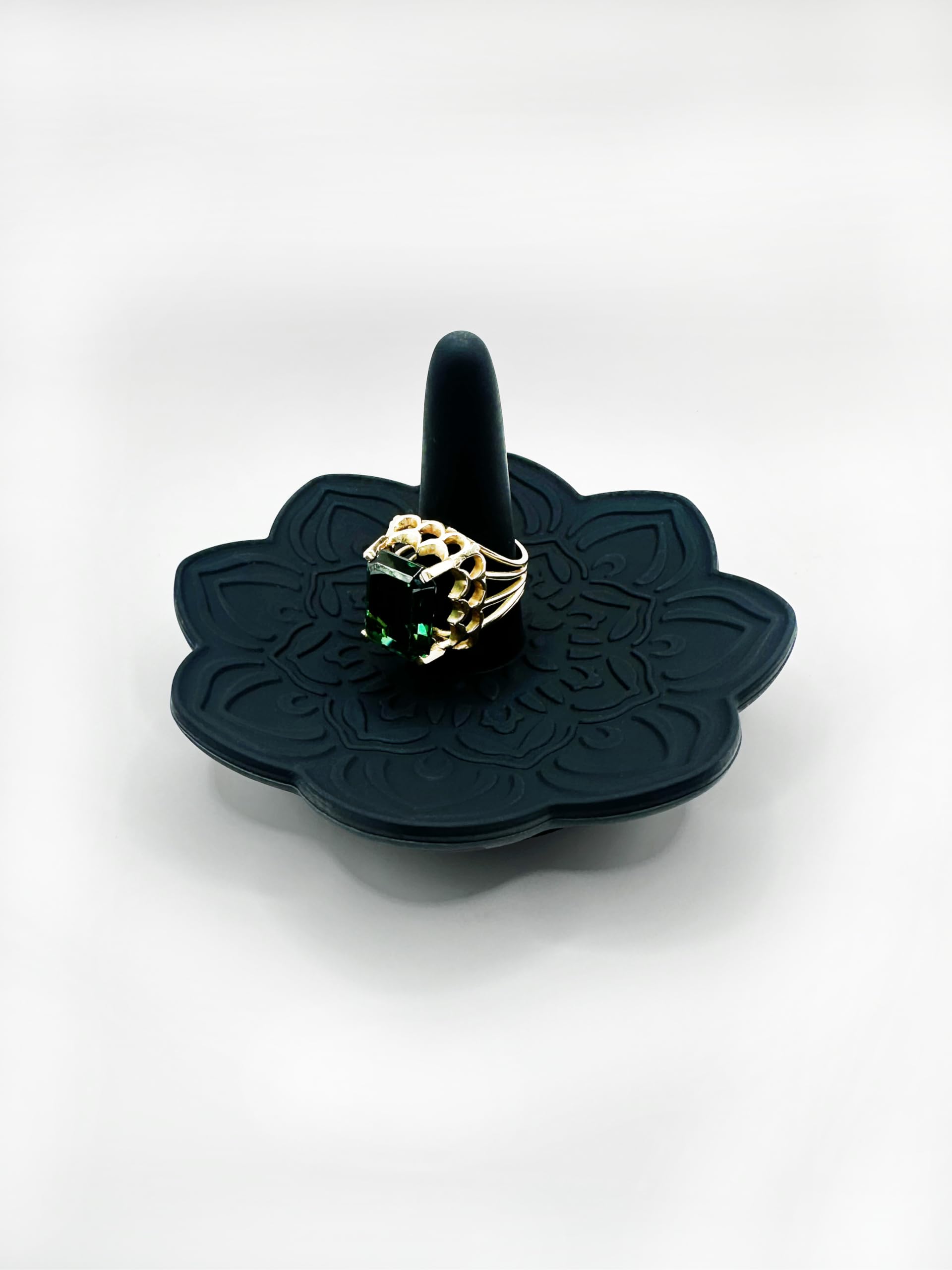 LEMae Ring Thing - Silicone Ring Holder Dish/Trinket Tray with Suction for Next to Sink, Jewelry Stroage, Mandala, Home Decor, Engagment Wedding