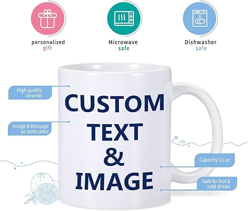 Miniatura 2 de Taza de café con foto personalizada, taza personalizada con logotiponombretexto, taza blanca de 11 onzas, regalos personalizados para el día del