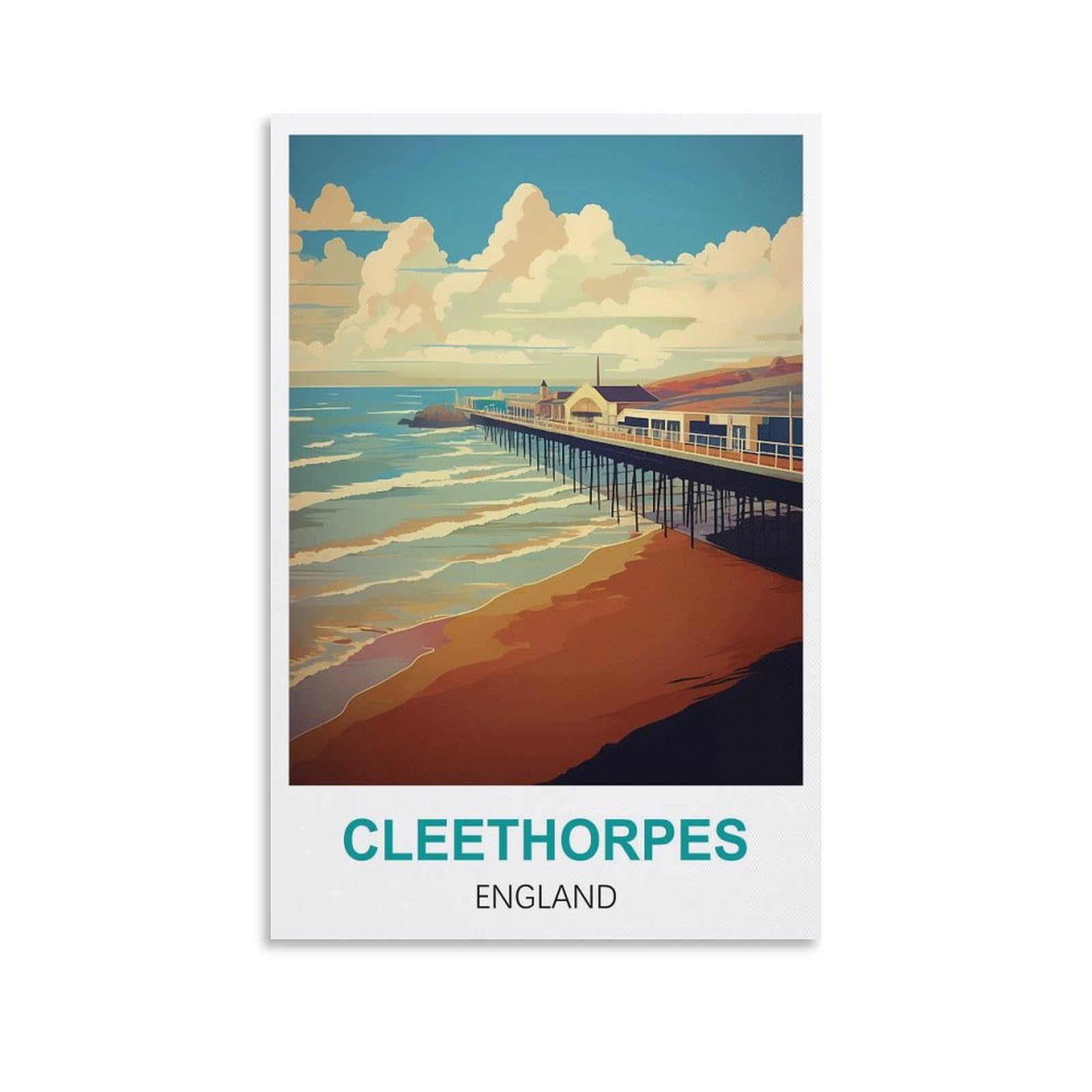 Ctzikww Unframe-Style Cleethorpes England Vintage Travel Posters 16X24inch(40X60cm) Canvas Art Prints Picture Wall Art Painting