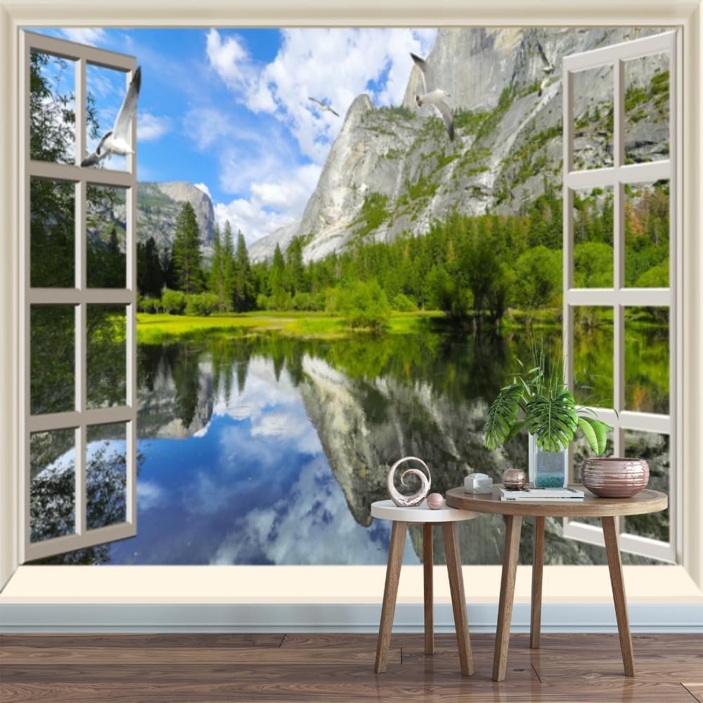 Autocollant Mural 3D Cascade Forêt Paysage Naturel - Art Déco Vinyle - Facile à Poser