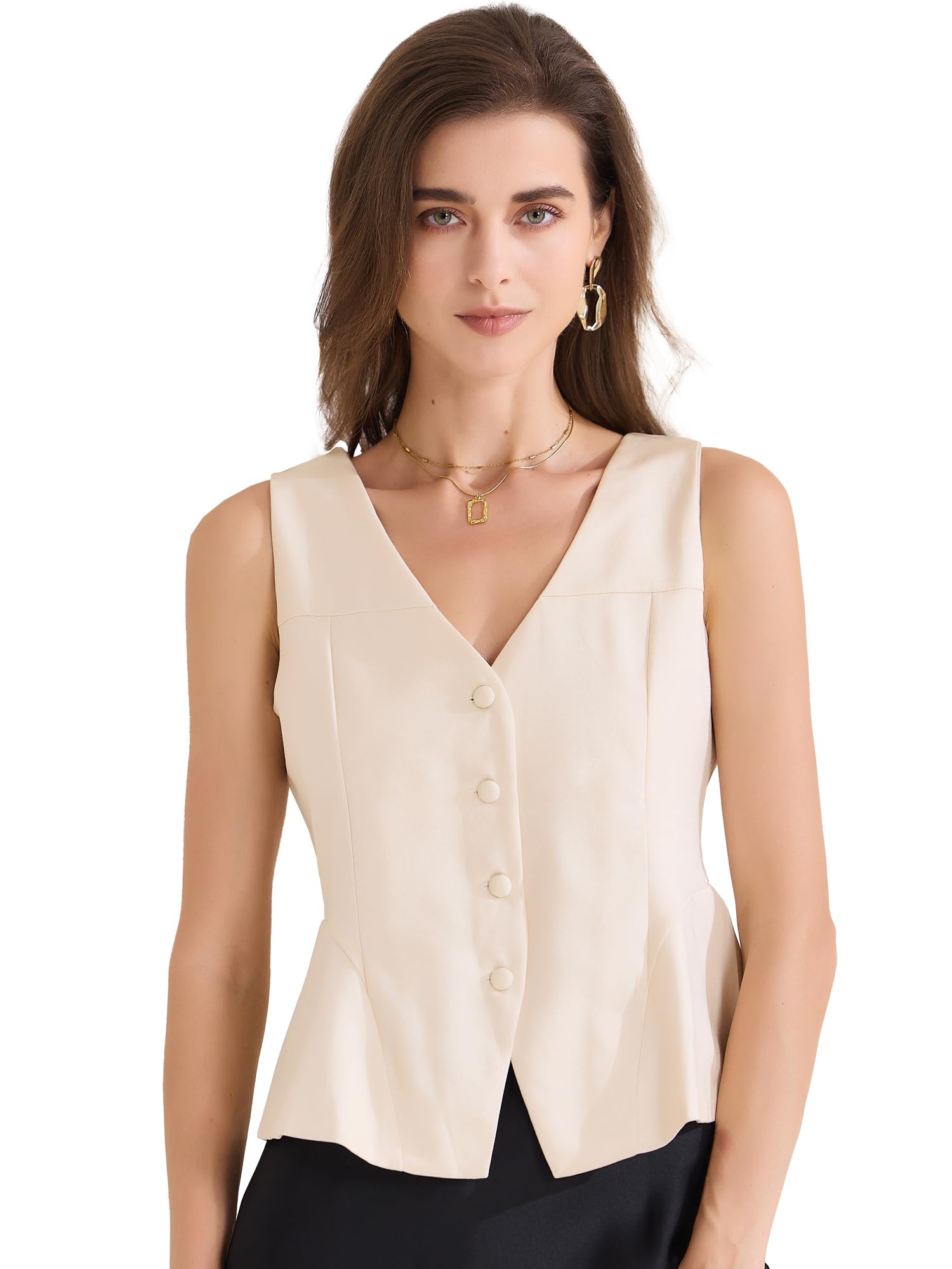 Gilet De Costume Femme Sans Manches Boutonné - Blazer Décontracté Doublé Pour Bureau Et Occasions