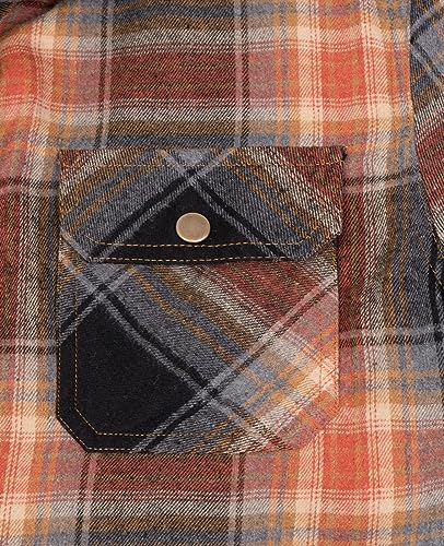 ThCreasa Mens Plaid Quilted Lined Flannel Jacket Button Down Flannel Shirt Jackets with Hood4