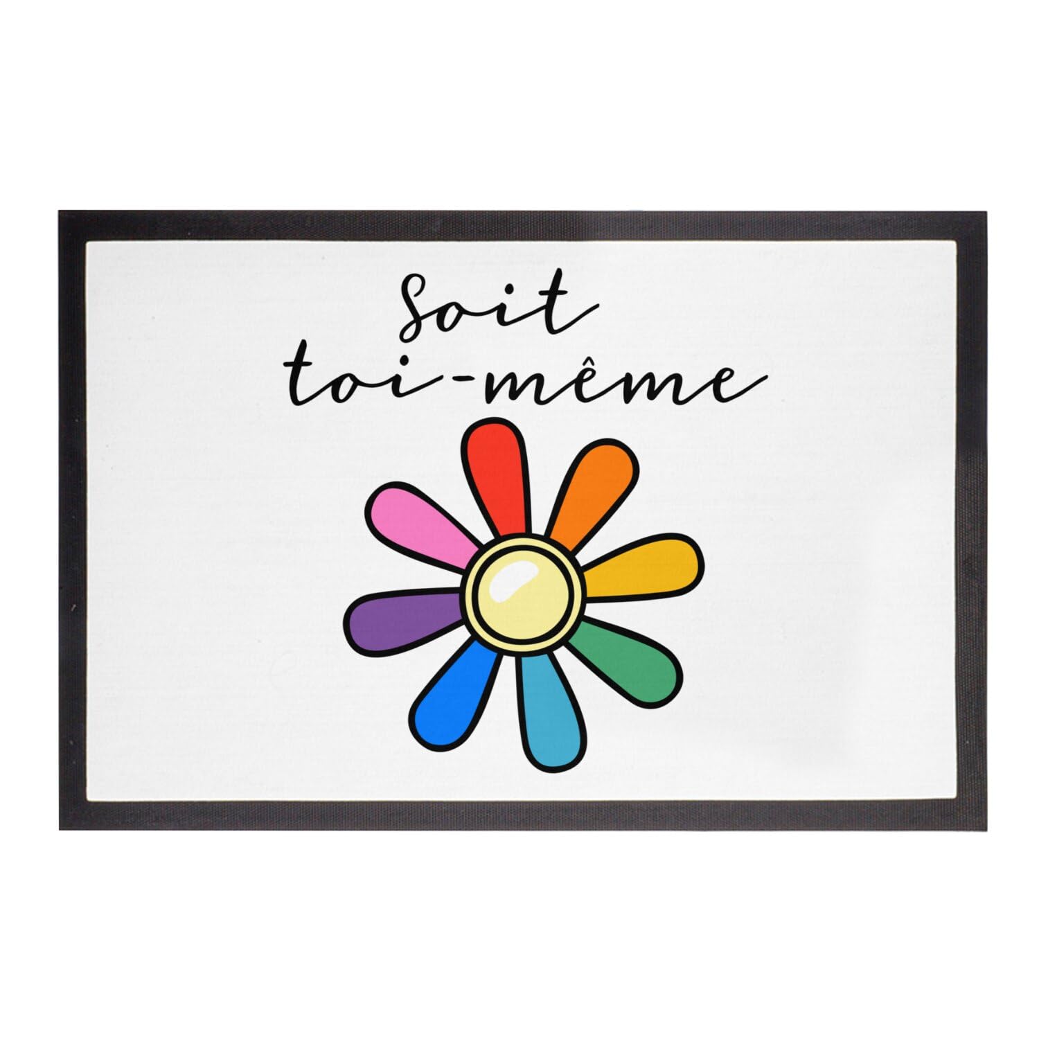 Paillasson LGBT Soit Toi-même Blanc et Arc-en-ciel 75x50cm
