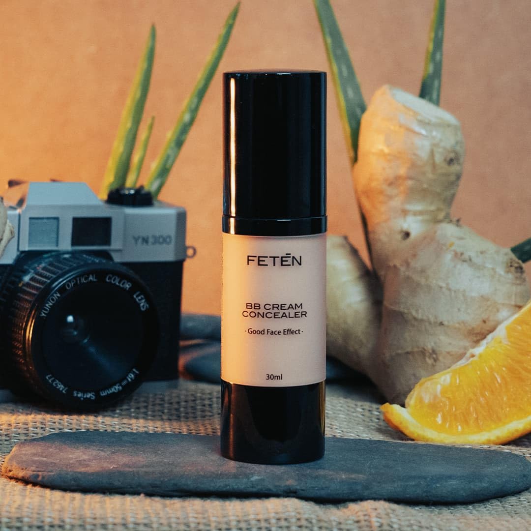FETEN BB Cream pour le Visage, Correcteur Anti Cernes, Crème Hydratante Teintee avec Protection Solaire, BB Cream Embellisseur Anti Imperfections pour Homme, Crème Anti Age Matifiante