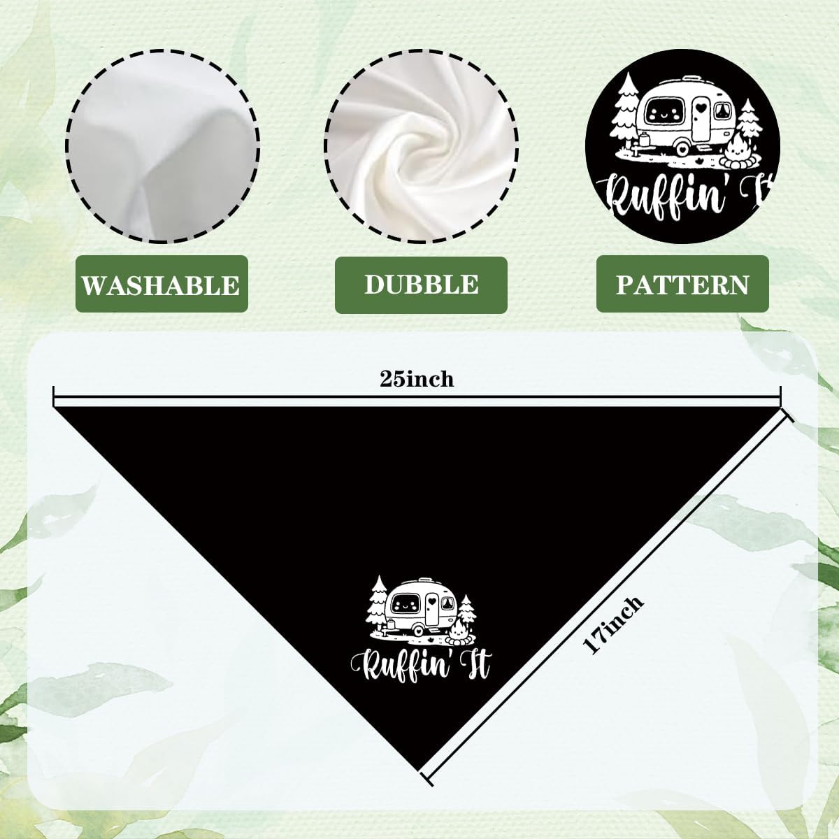 Ruffin It Dog Bandana for Small Medium, Pet Triangle Scarf for Camping Hiking Outdoor Adventure Travel RV Trip Outfit, Adjustable Dog Neckerchief Accessory (Black) image 2