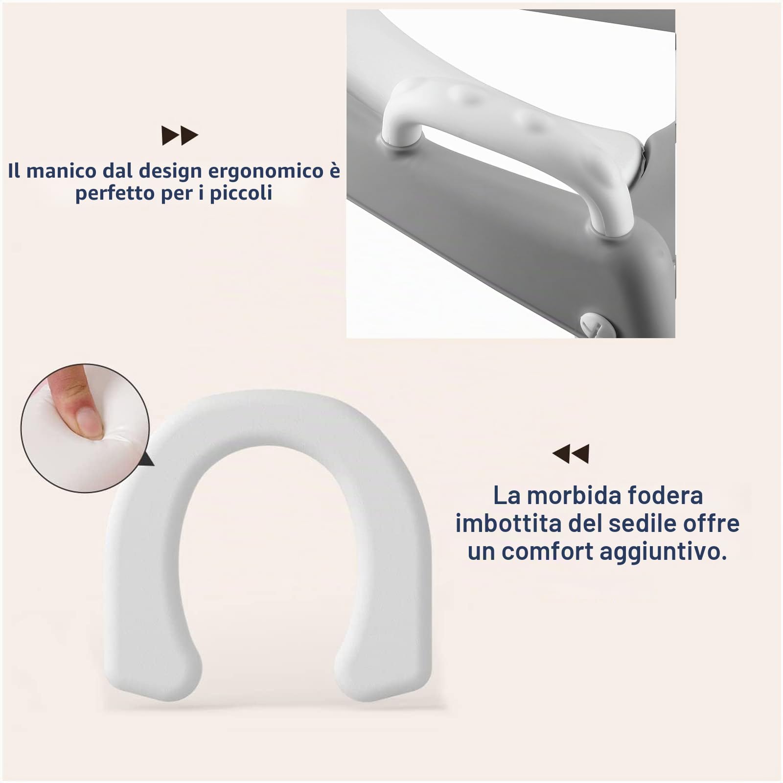 PandaEar Sedile WC con Scaletta per Addestramento al Vasino, Sedile Comodo e Sicuro con Gradini Antiscivolo per Bambini, Ragazzi e Neonati (Grigio)