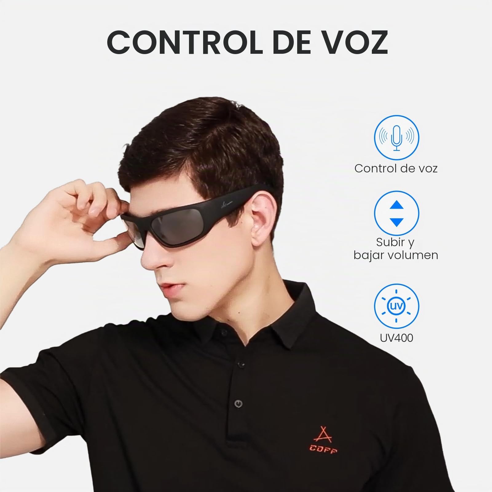 OhO Smart Glasses,Polarized Glasses with Bluetooth Speaker,Athletic/Outdoor UV Protection and Voice Control,Unisex