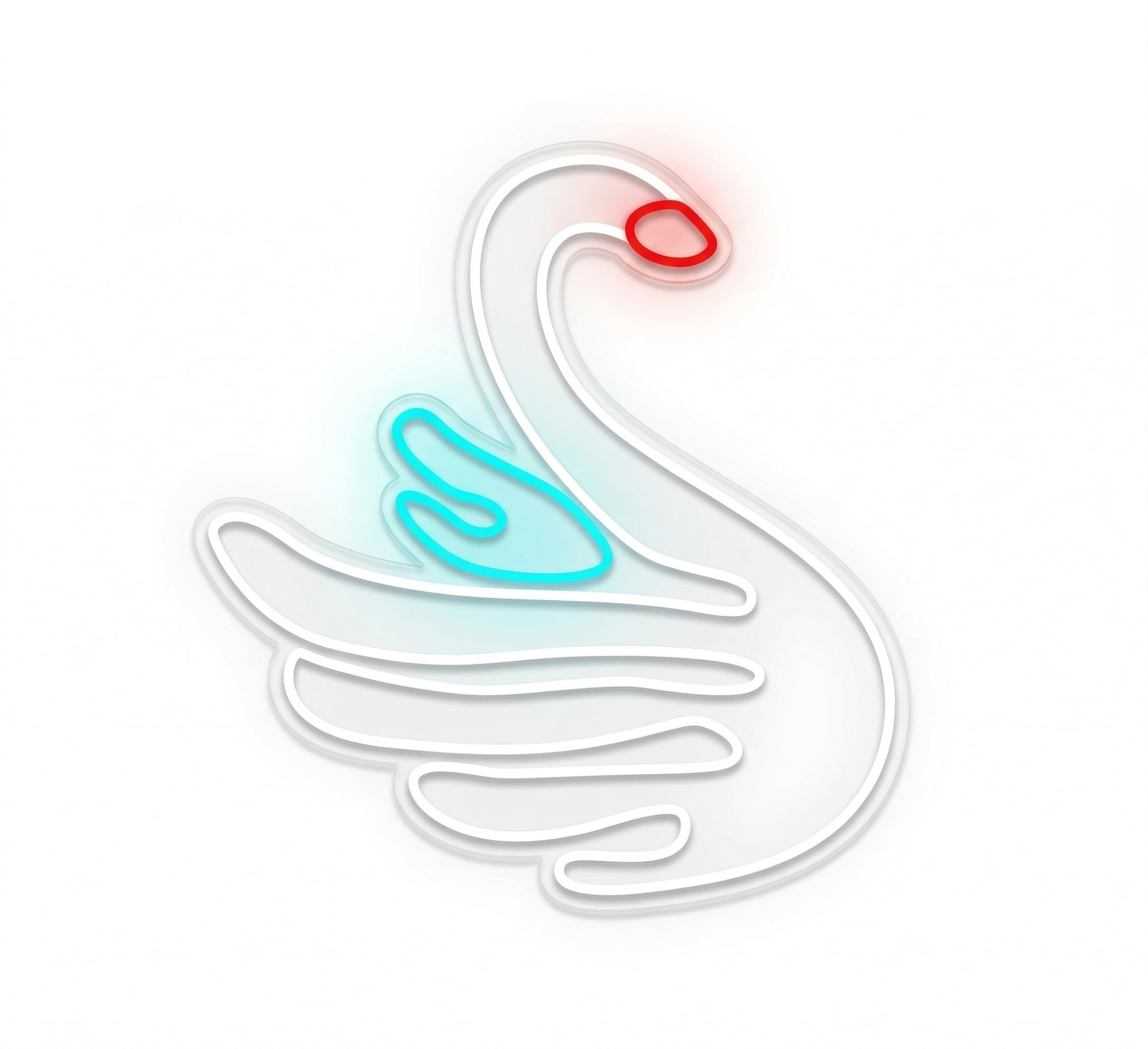 Letrero Cisne Blanco Cartel Luminoso LED Escaparate, Decoración de Pared en Metacrilato, Luz Brillante, aproximadamente 50cm alimentación 12v